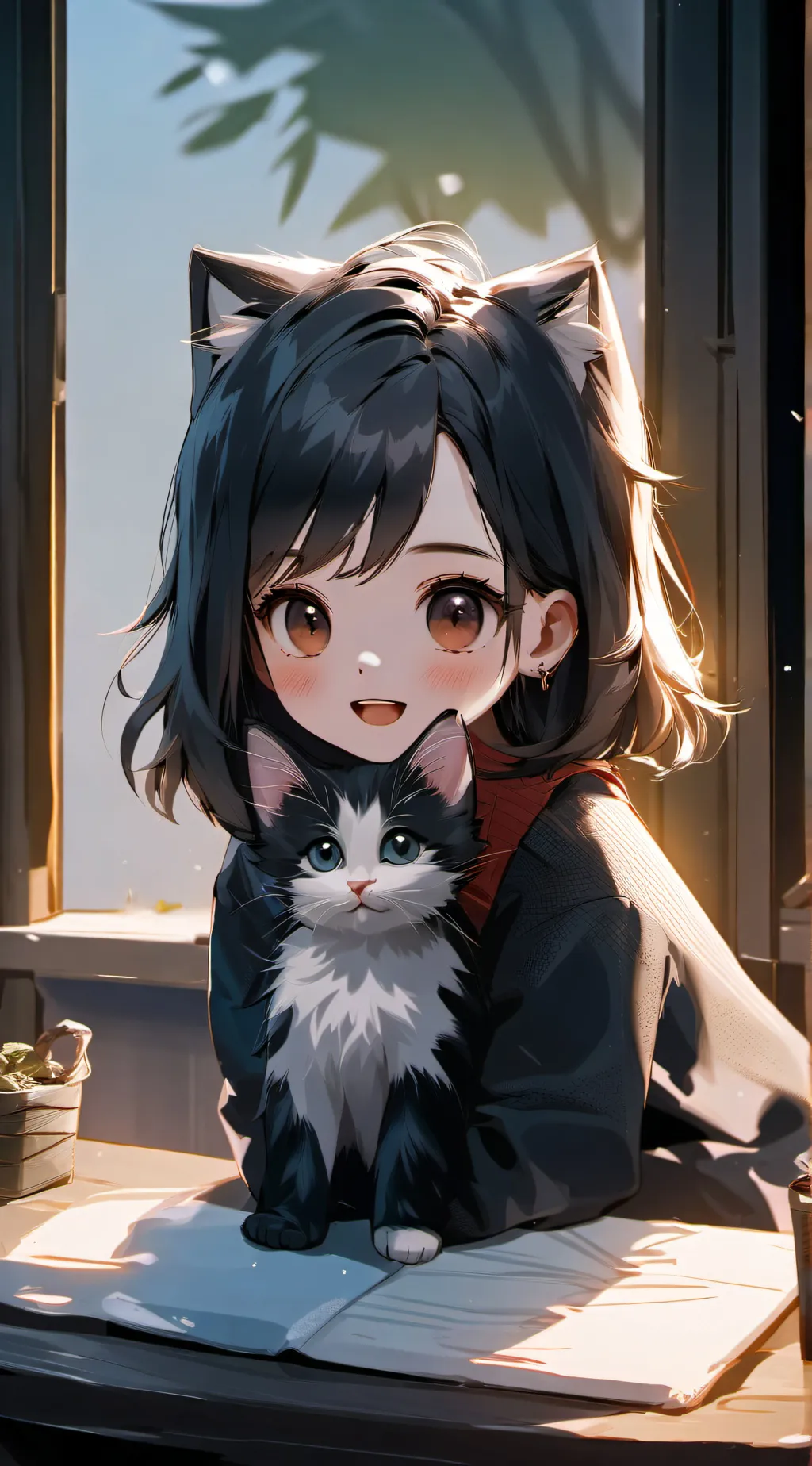 ai character: cat girl for pet background
