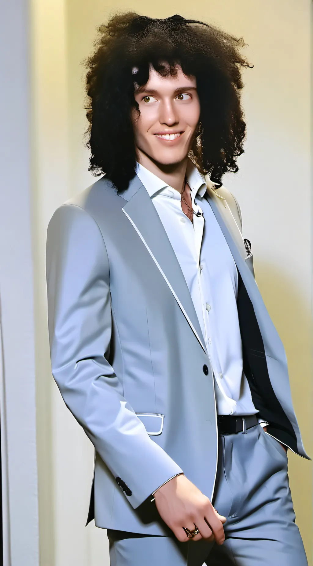 ai character: Brian May  background