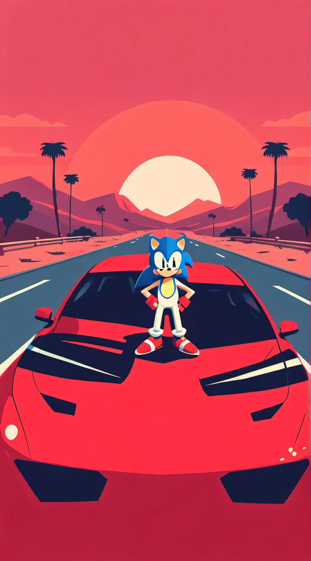 ai character: Sonic road trip background