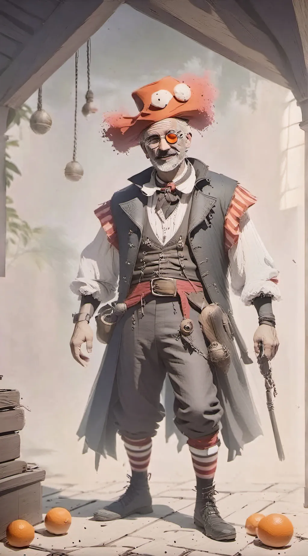 ai character: Cap'n Oranges background