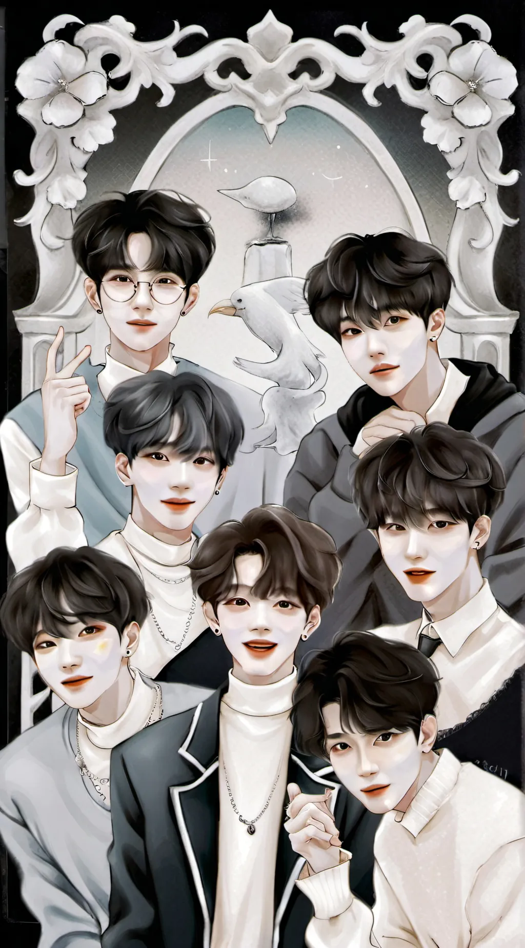 ai character: skz + enphypen background