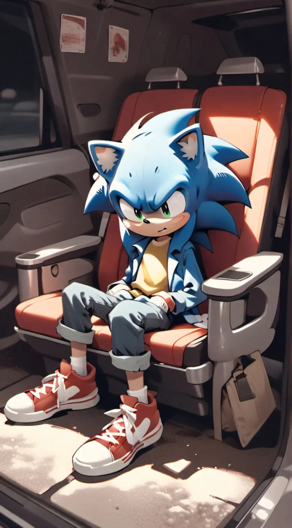 ai character: Sonic road trip background