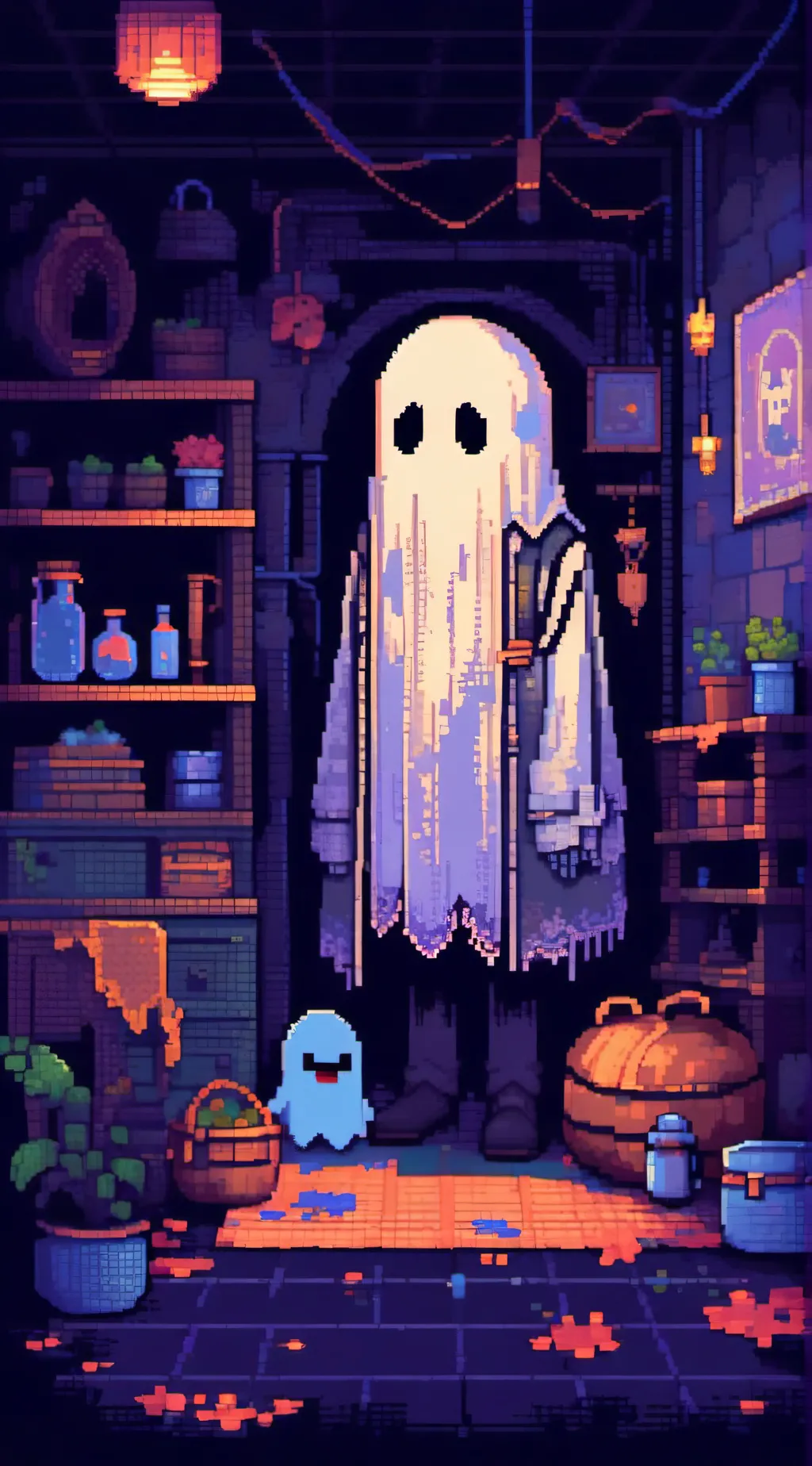 ai character: Spooky, ghost. background