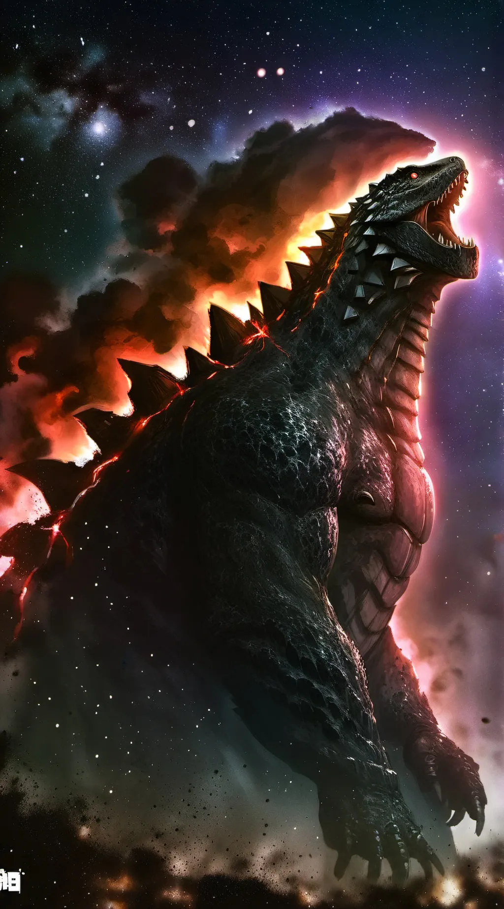 ai character: 2021Godzilla background