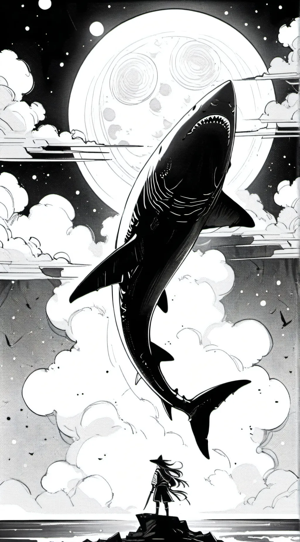 ai character: Moon shark background