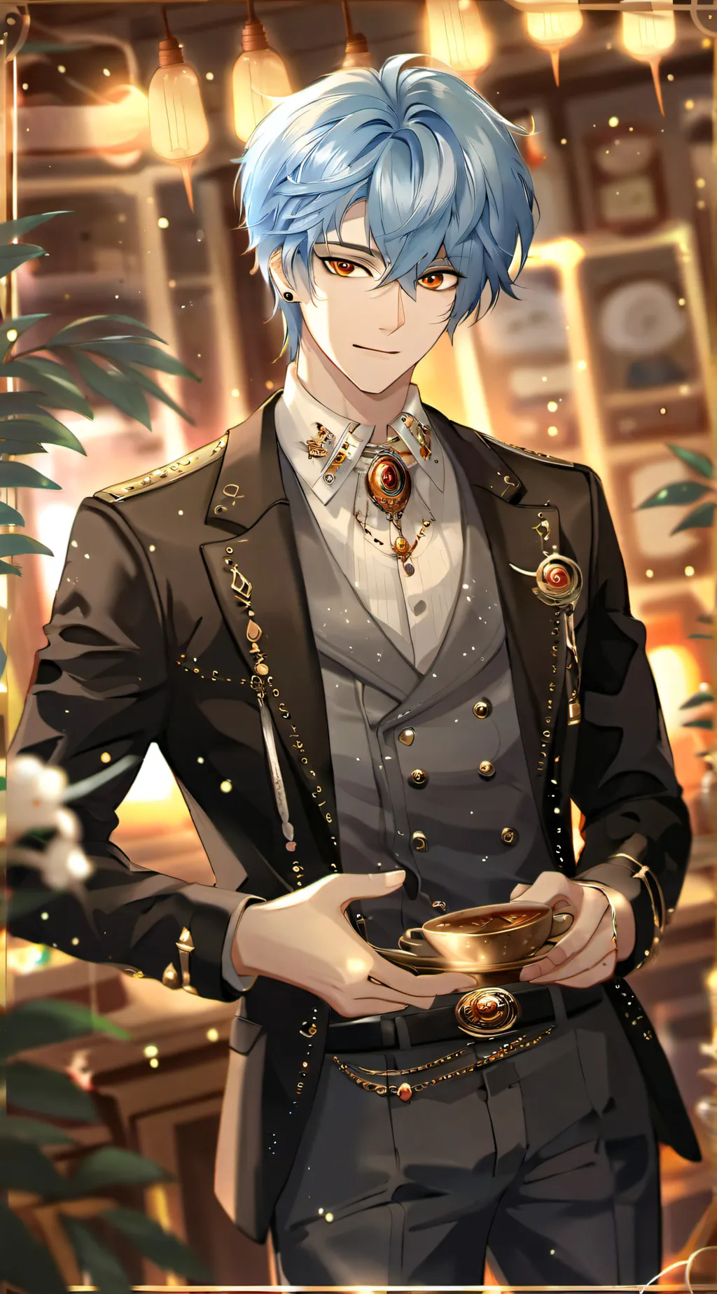 ai character: Cyan background