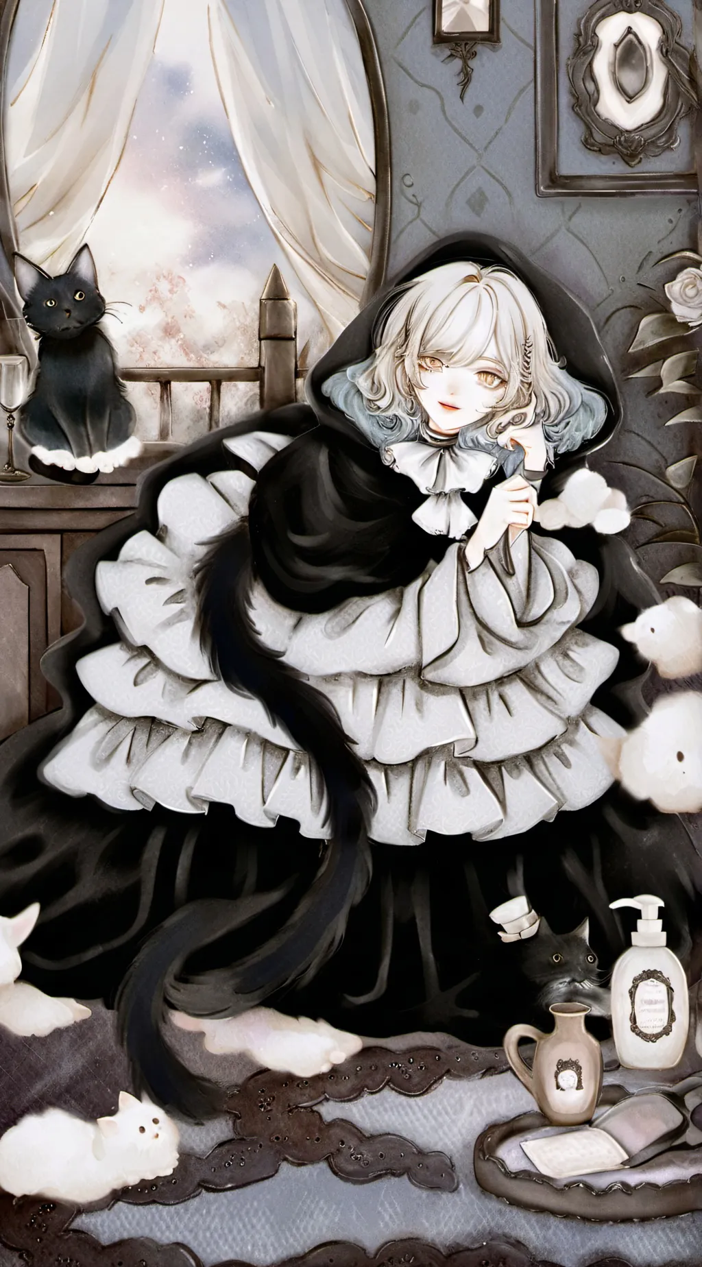 ai character: sʜᴀᴍᴘᴏᴏ ǫᴜᴇᴇɴ background