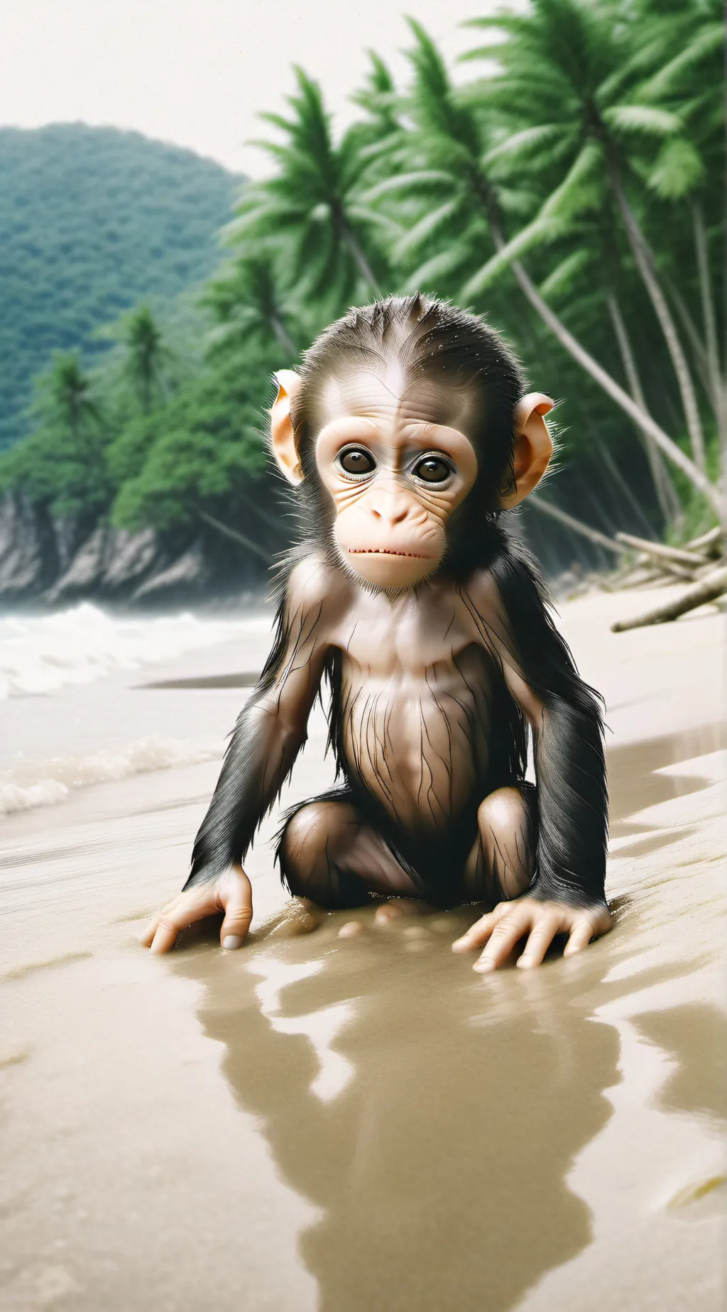 ai character: cute baby monkey background