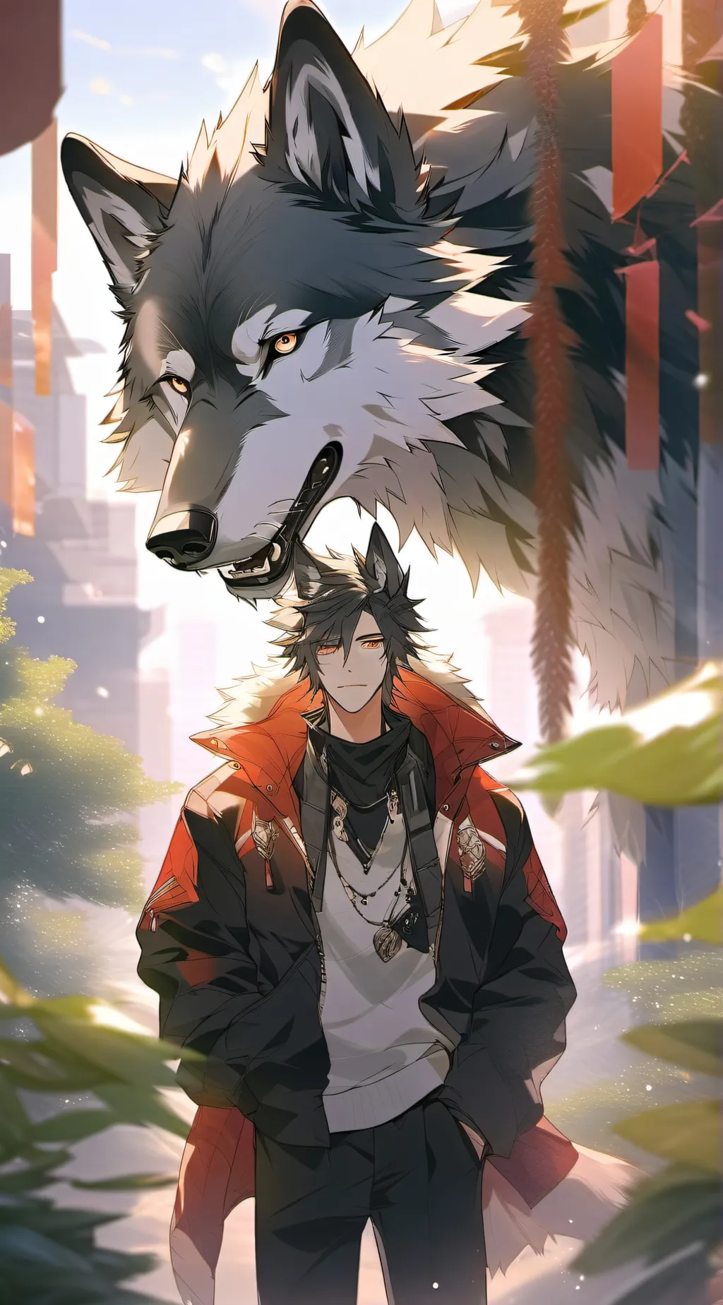 ai character: black wolf background