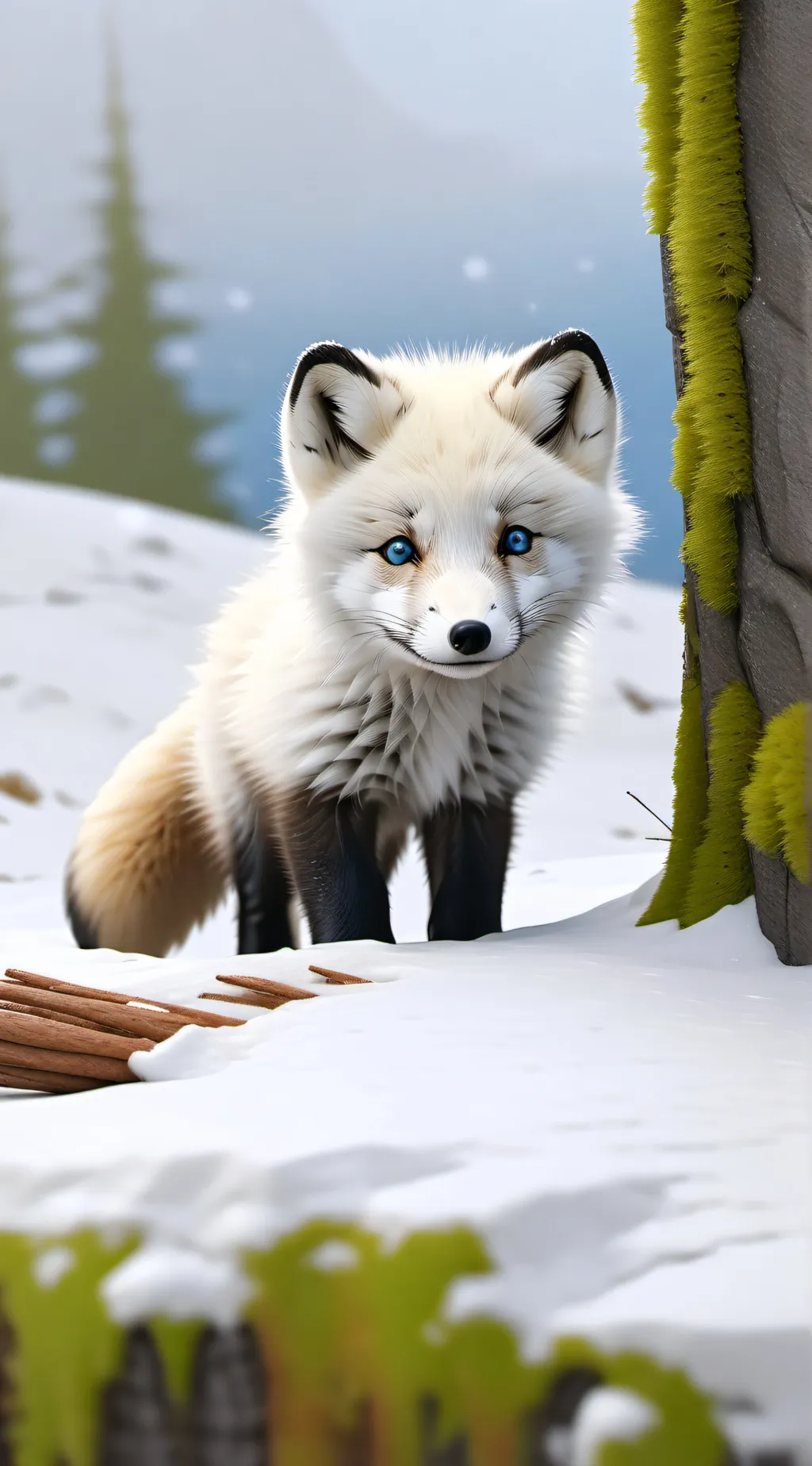 ai character: Baby arctic fox background