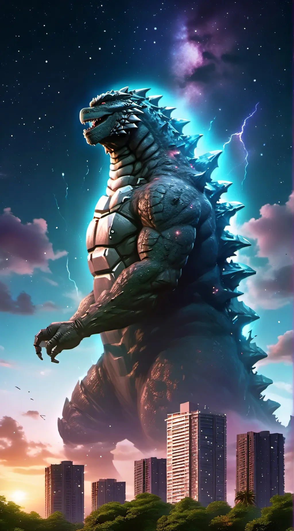 ai character: (Godzilla - one) background