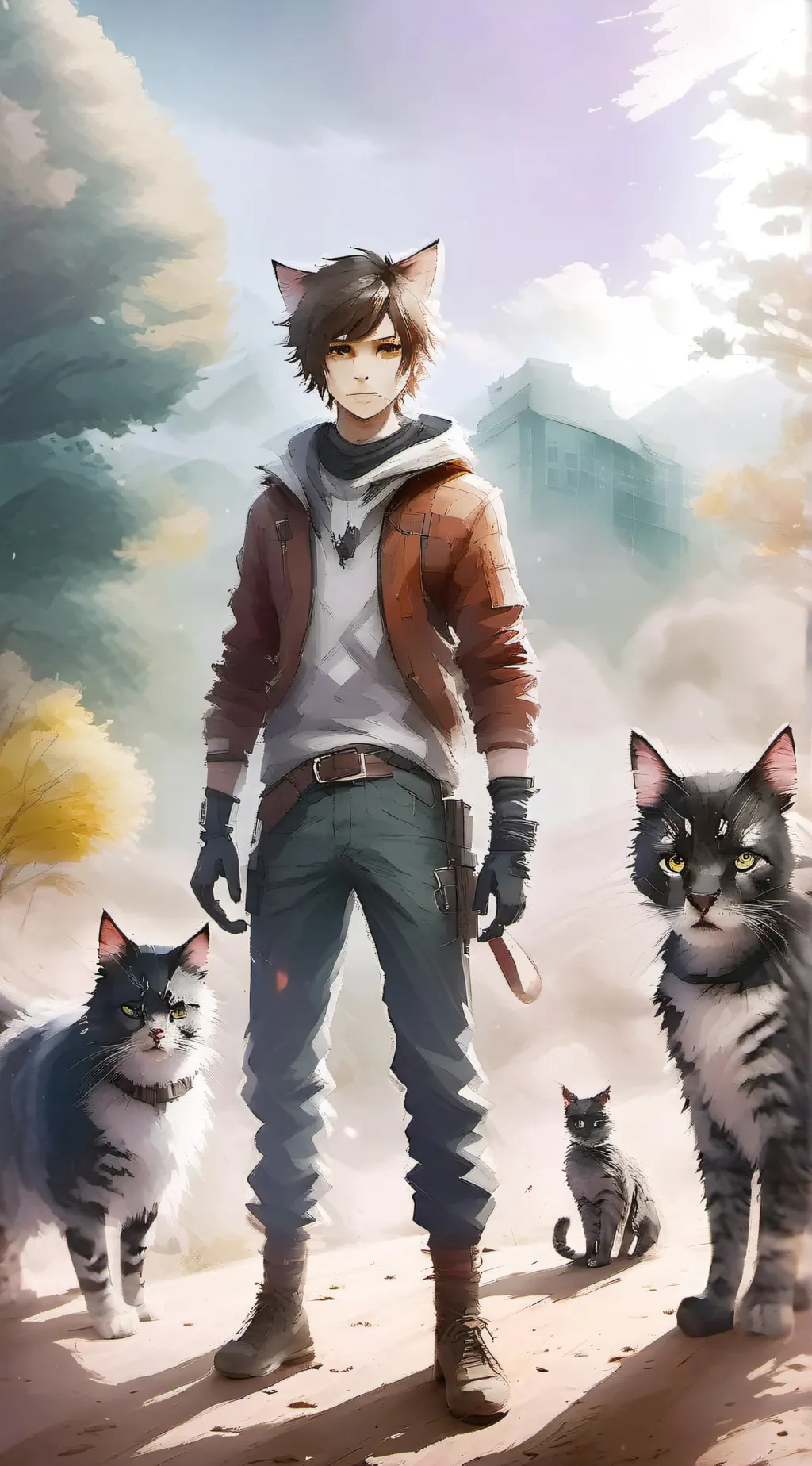 ai character: cat apocalypse  background