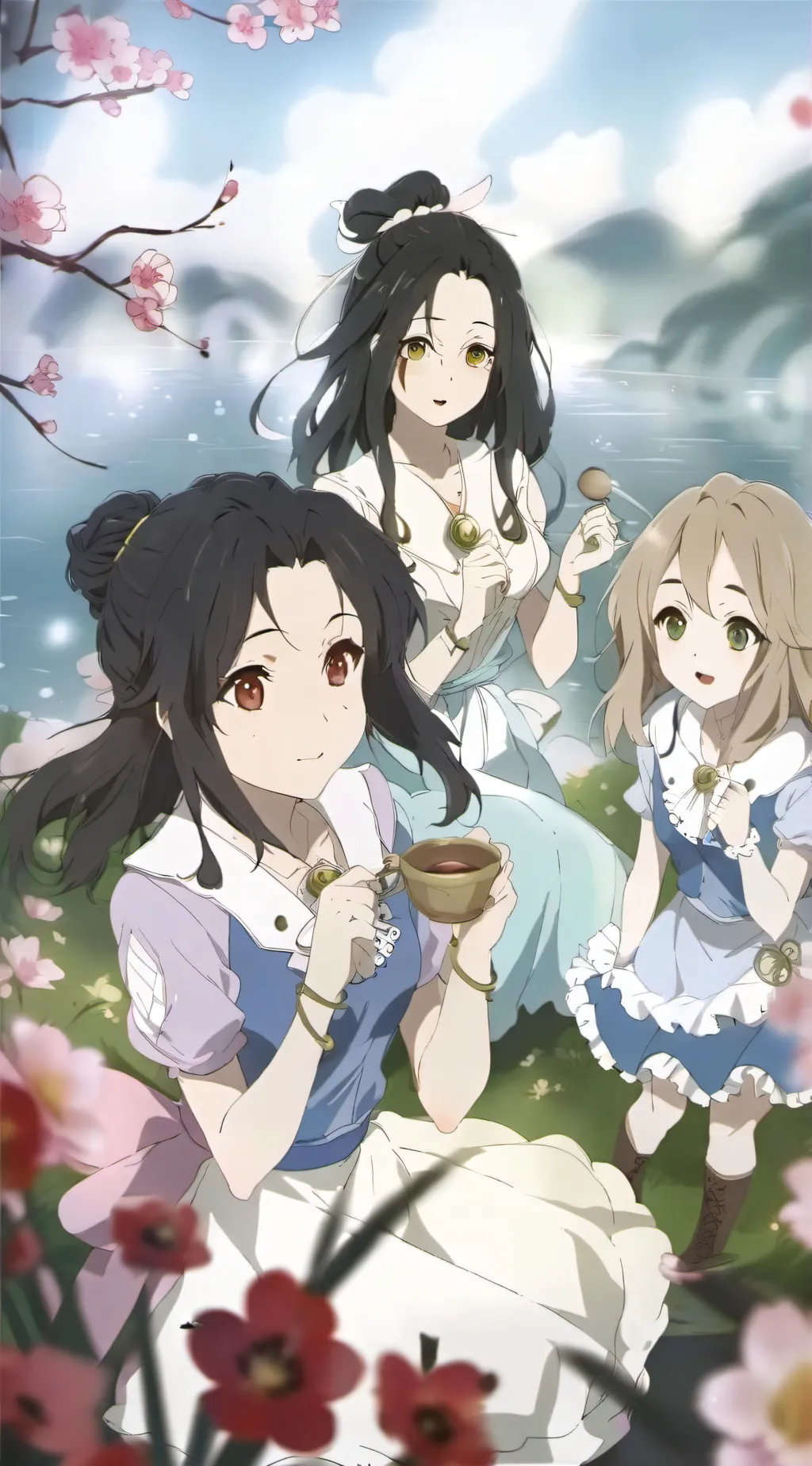 ai character: Righley,Ella,Diana background