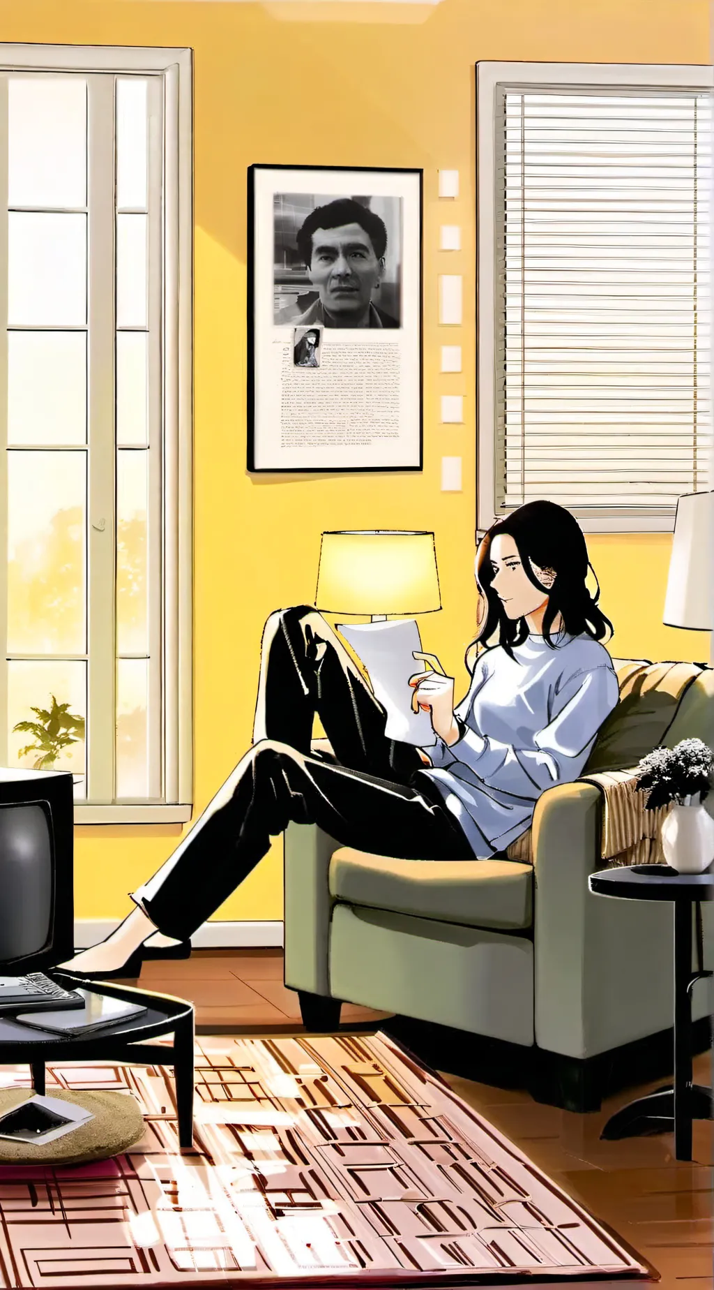 ai character: Tv woman background