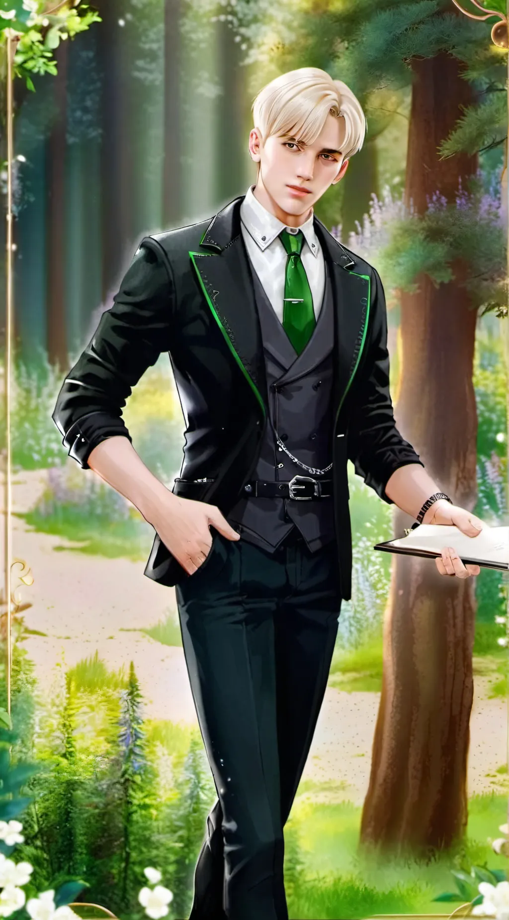 ai character: draco Malfoy 💚 background