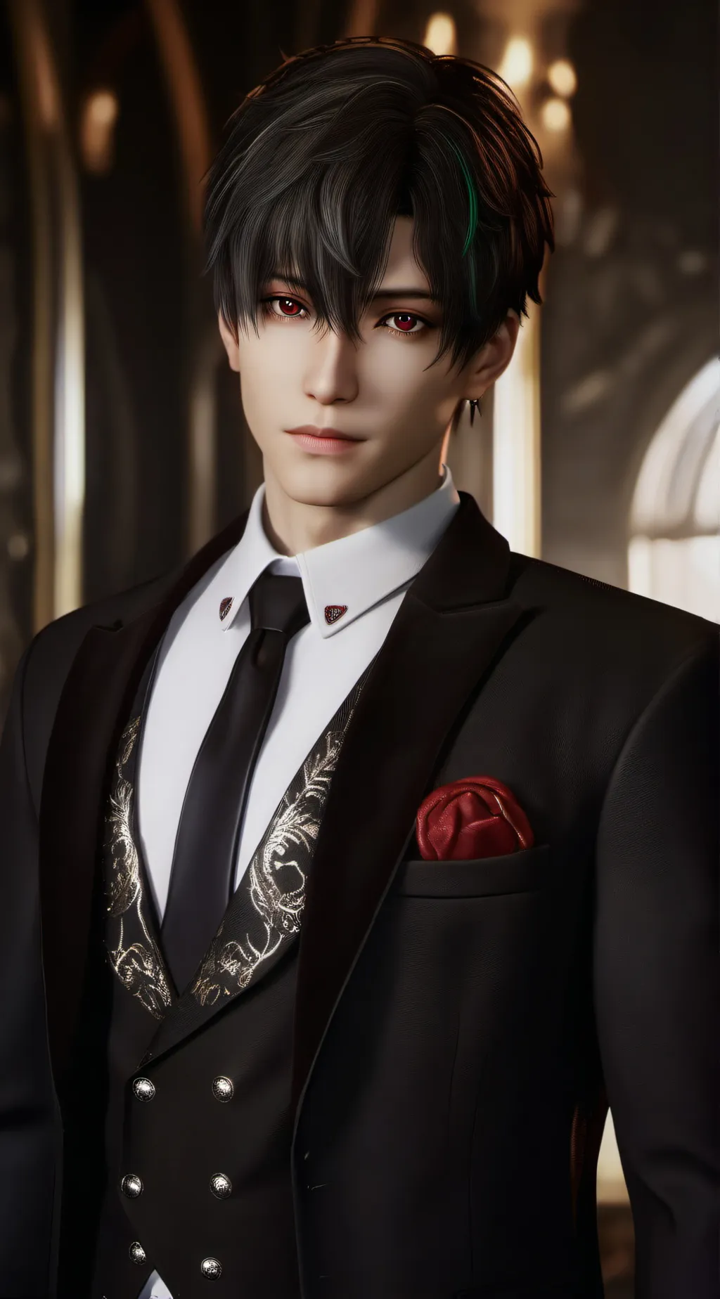 ai character: Tuxedo background