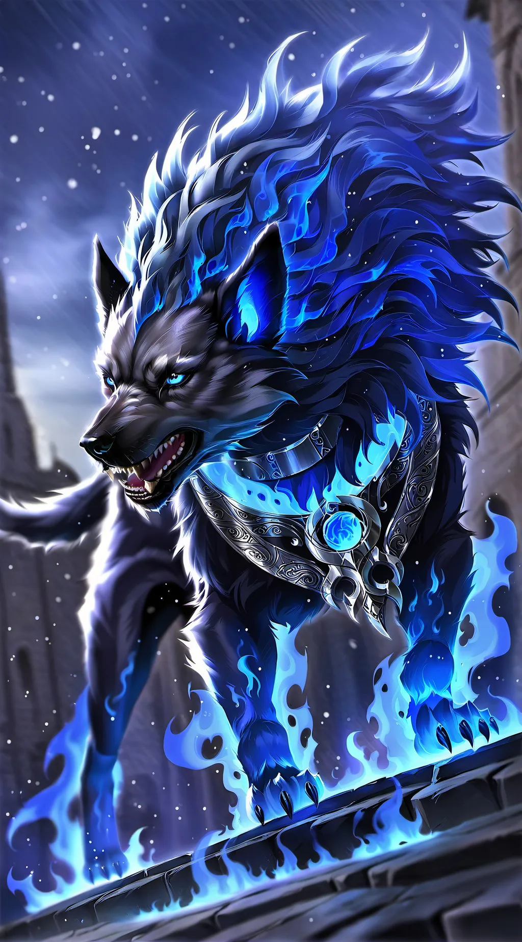ai character: Blue *hellhound* background