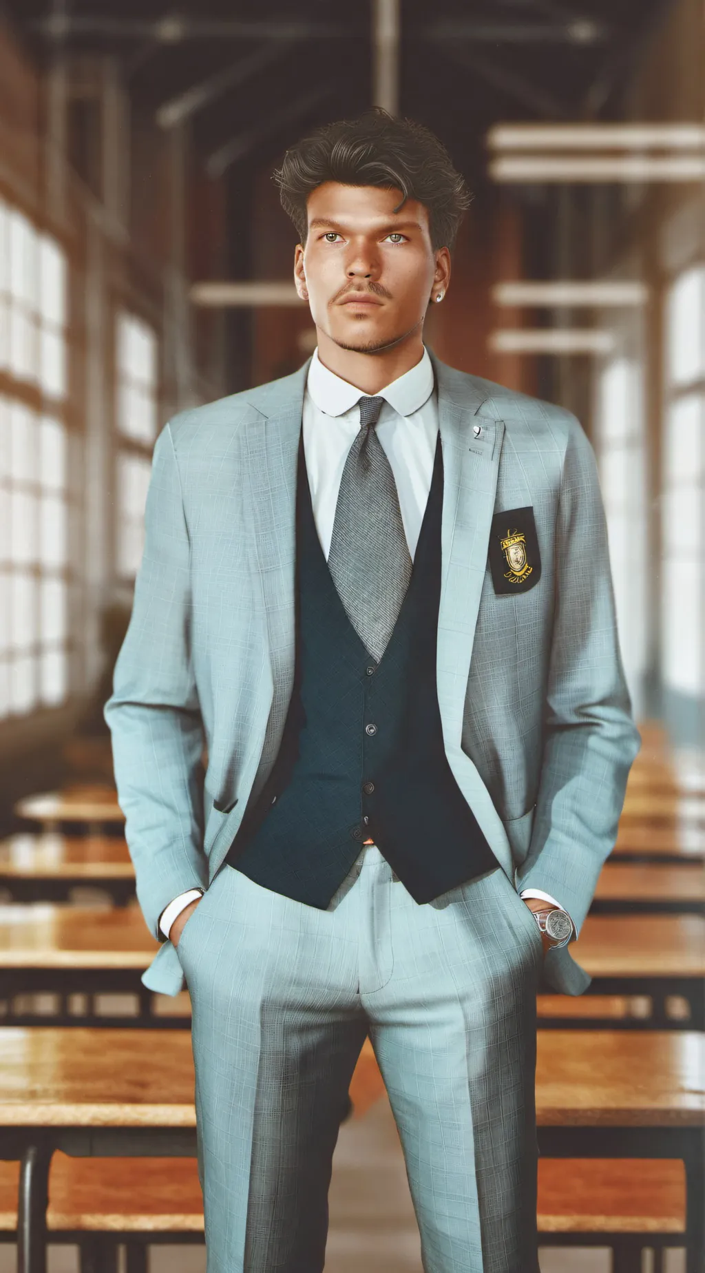 ai character: Patrick swayze  background