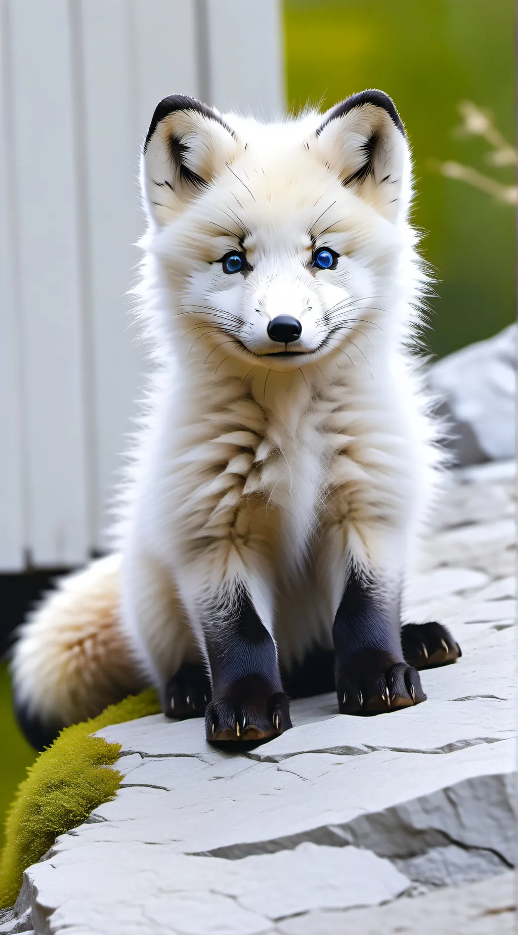 ai character: baby white fox background