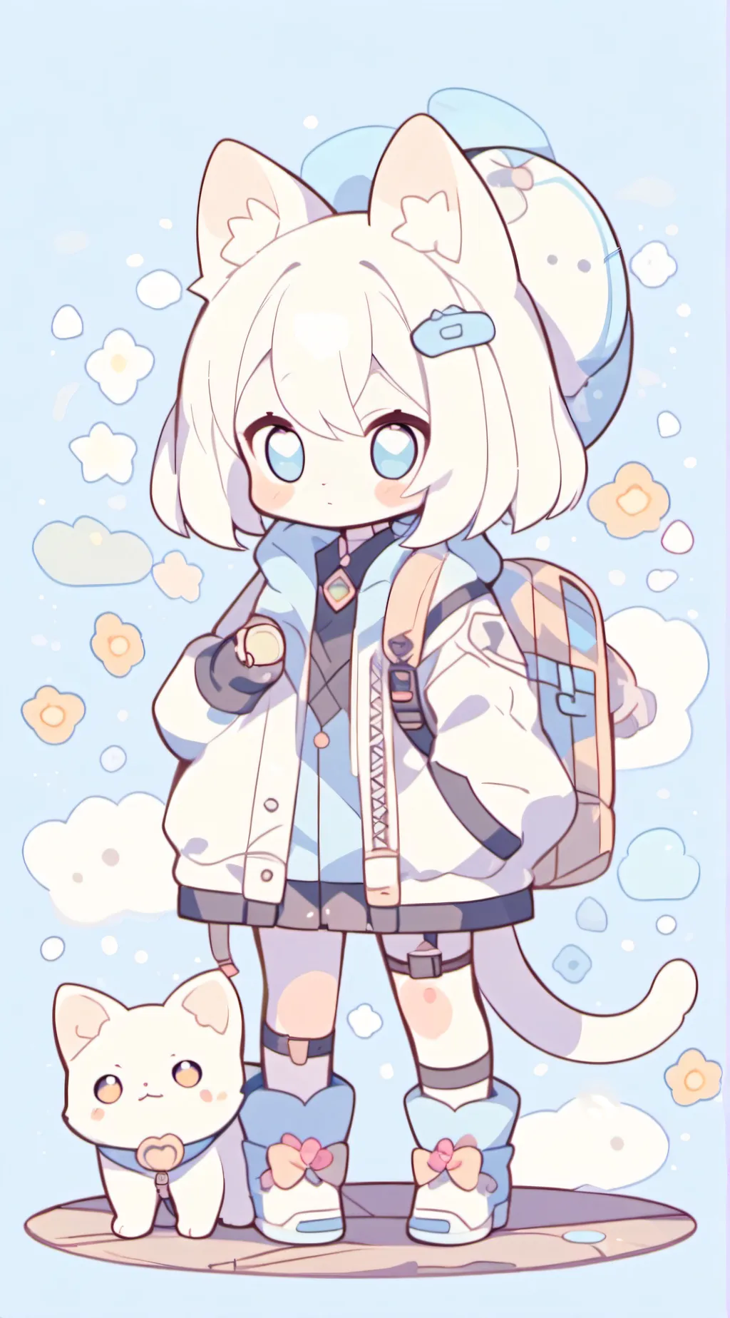 ai character: ⭐️ white cat⭐️ background