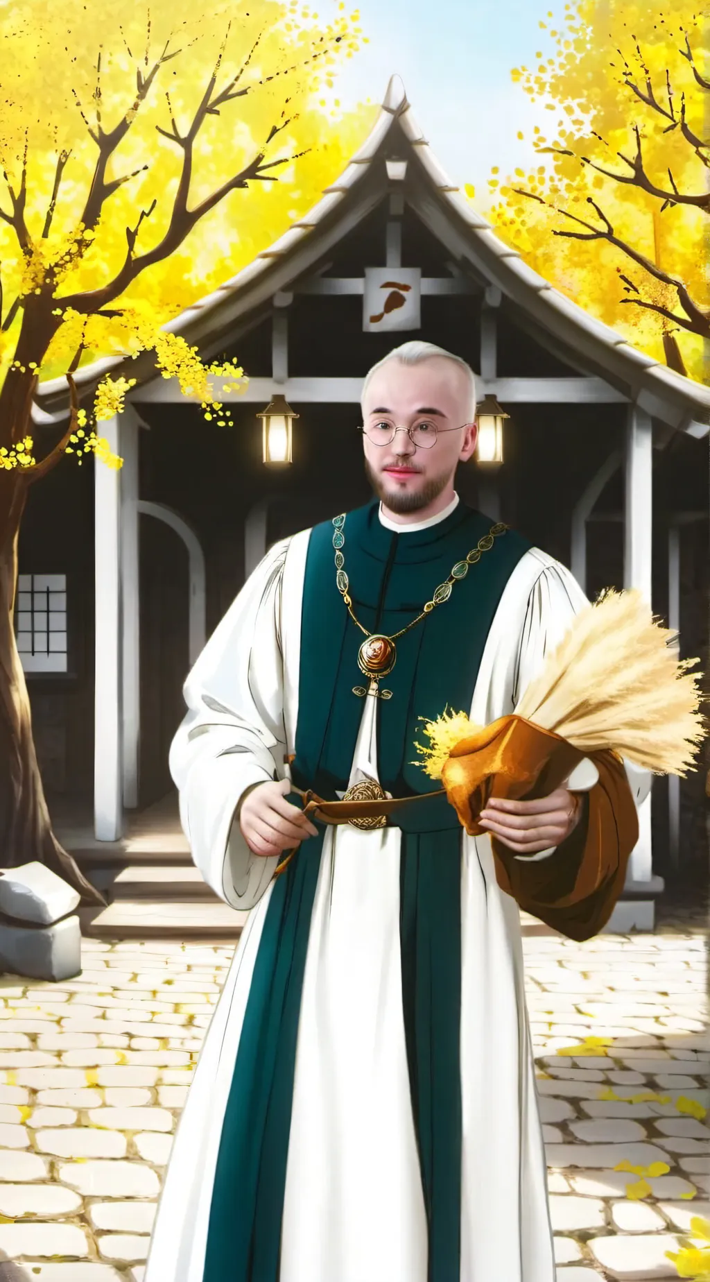 ai character: Drunk priest  background