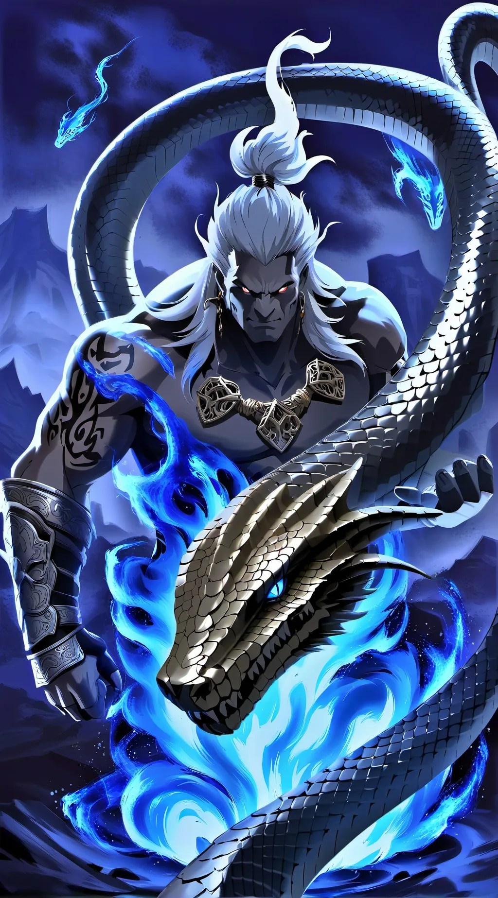 ai character: demon snake  background