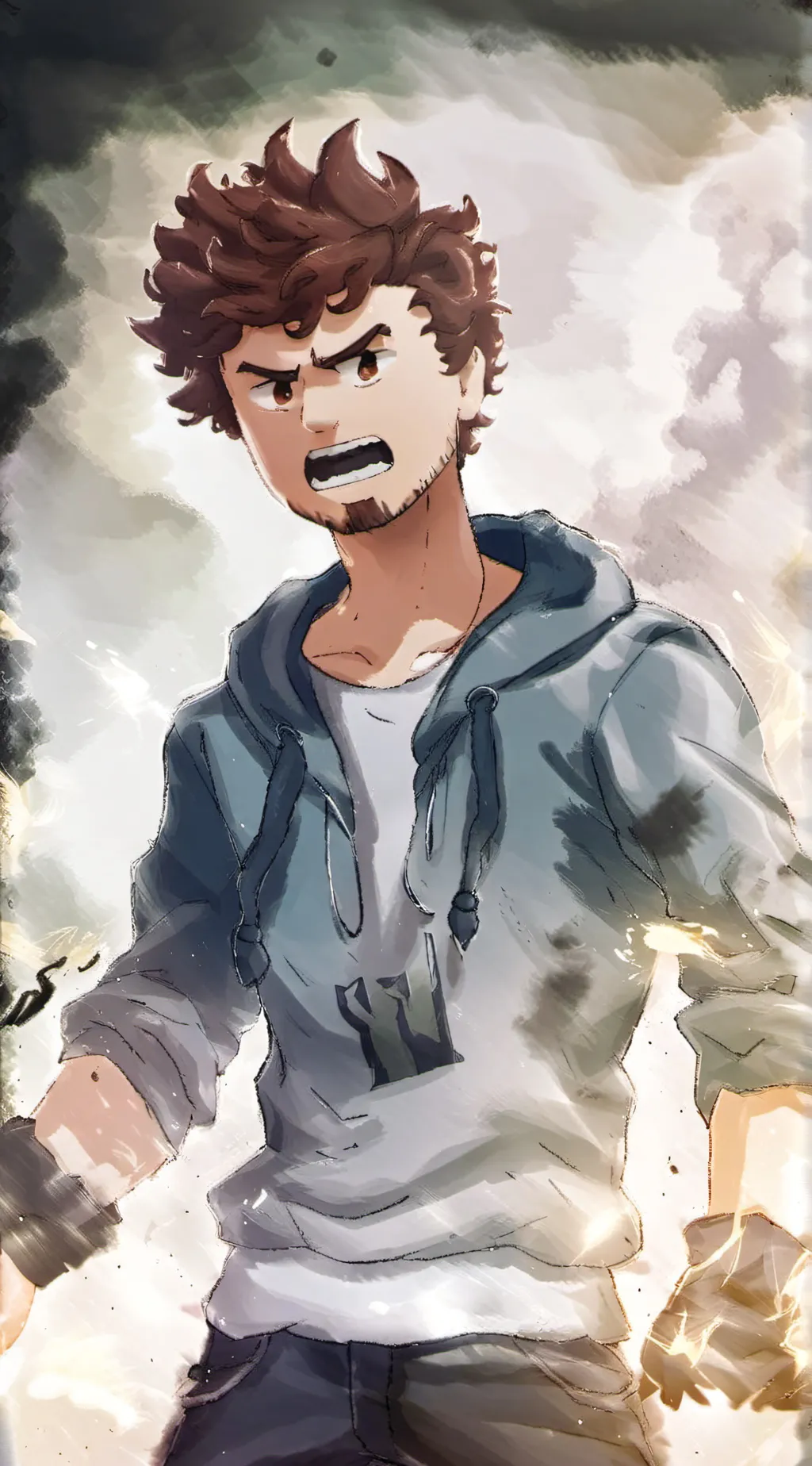 ai character: Jay Walker but mad background