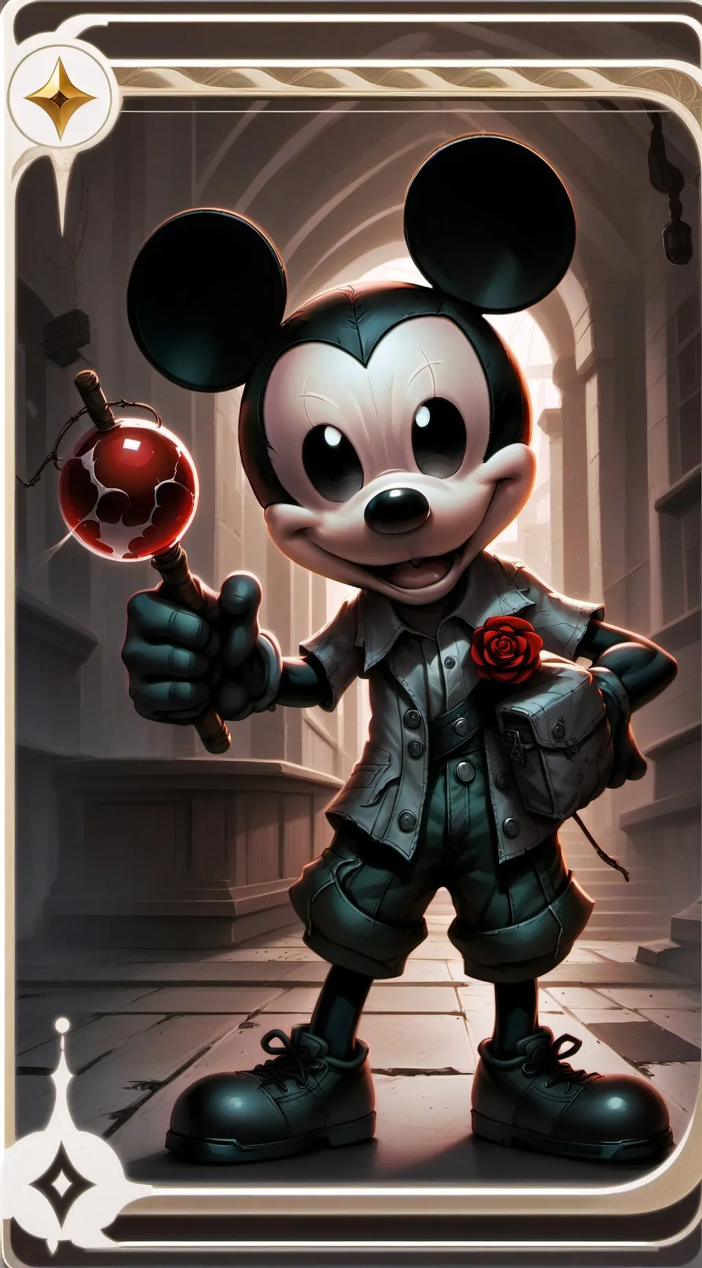 ai character: Evil Mickey Mouse background