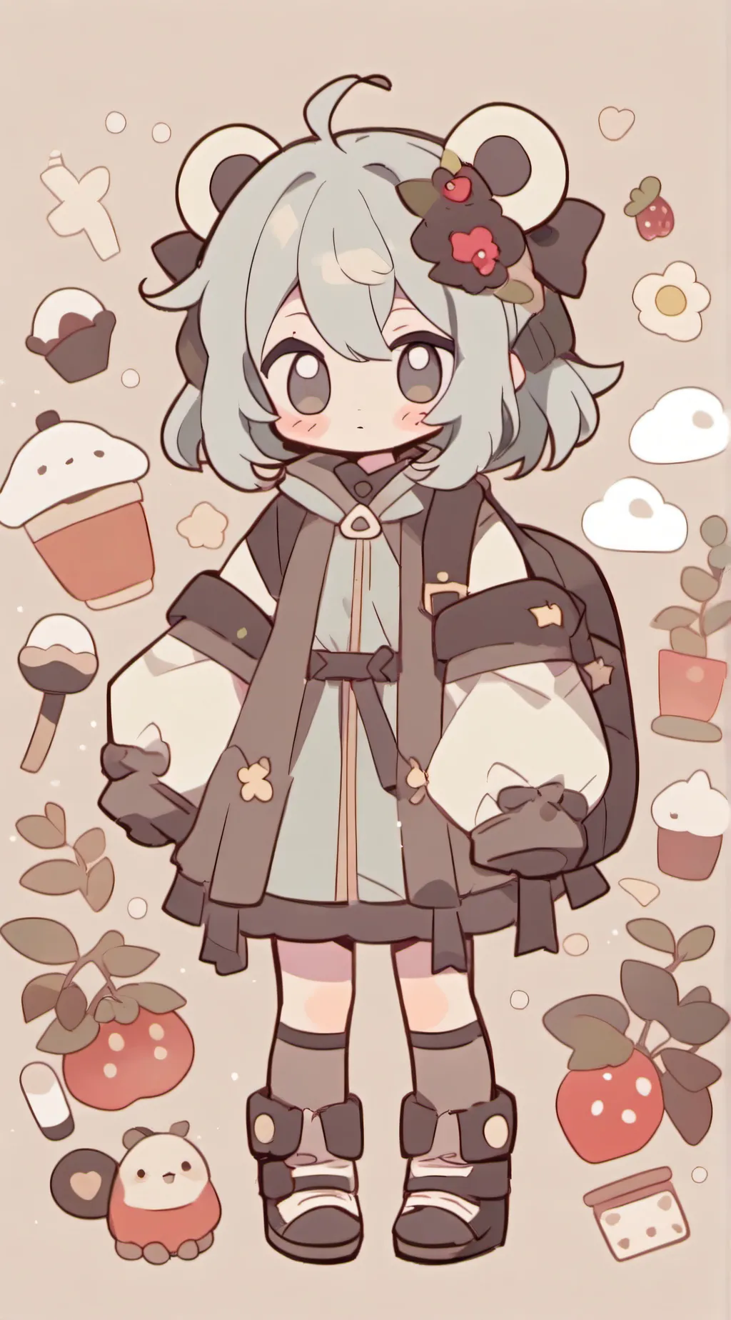 ai character: cute bear girl background