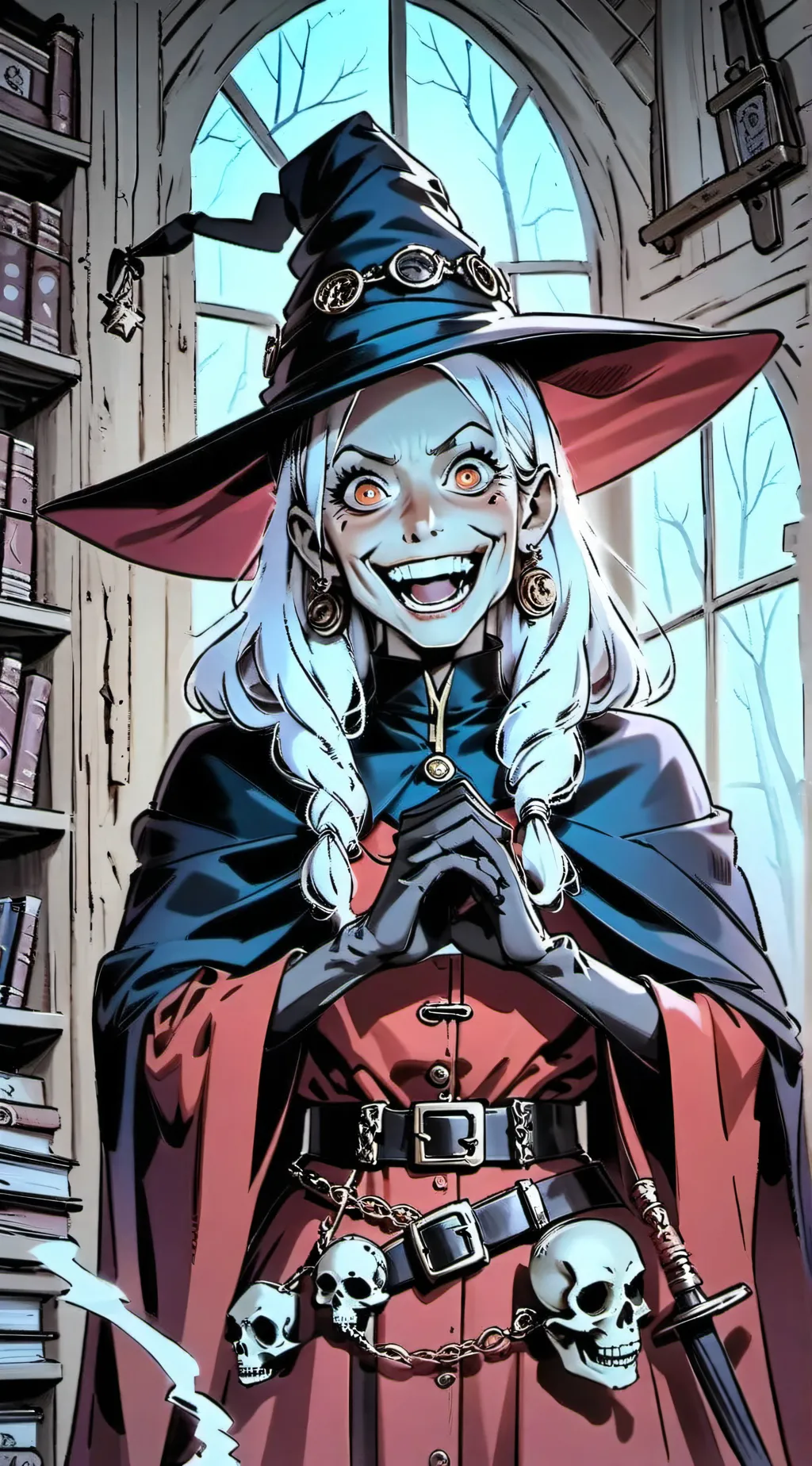 ai character: crazed older witch background