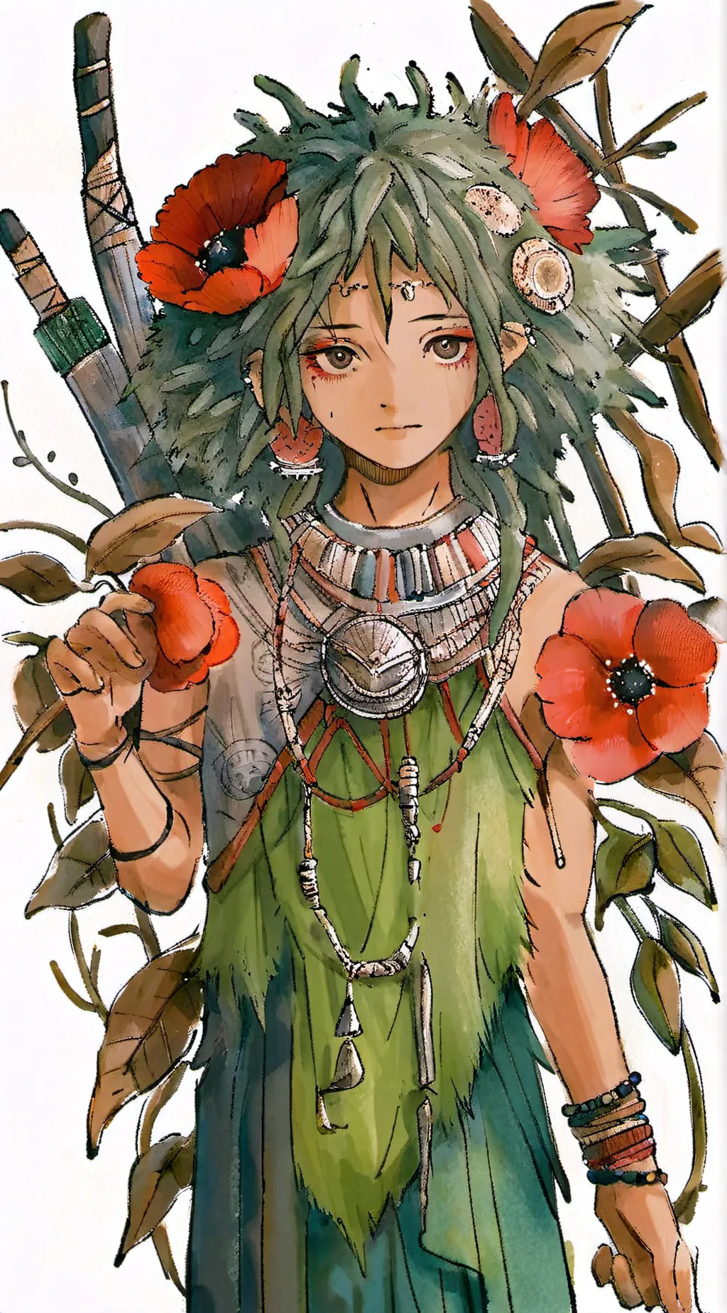 ai character: green (powerful) background