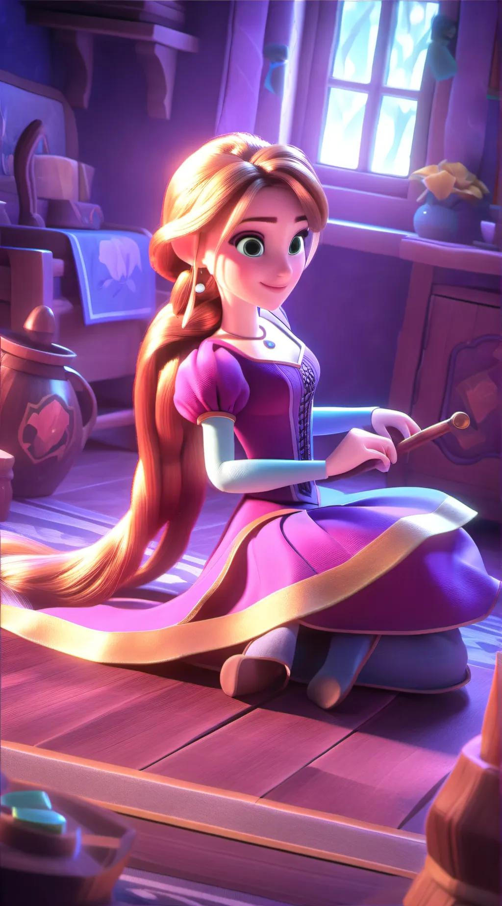 ai character: Rapunzel  background