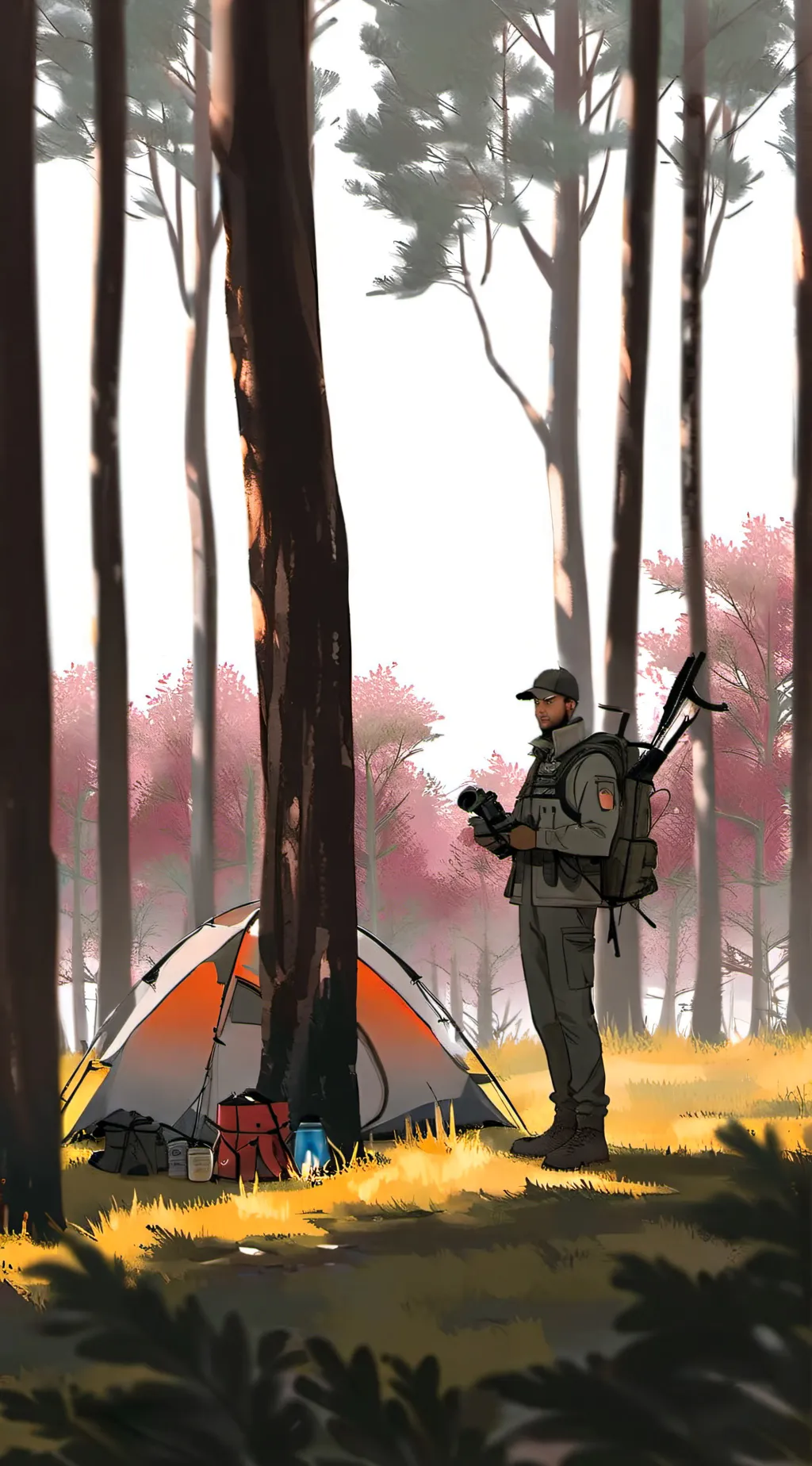 ai character: woodlands park background