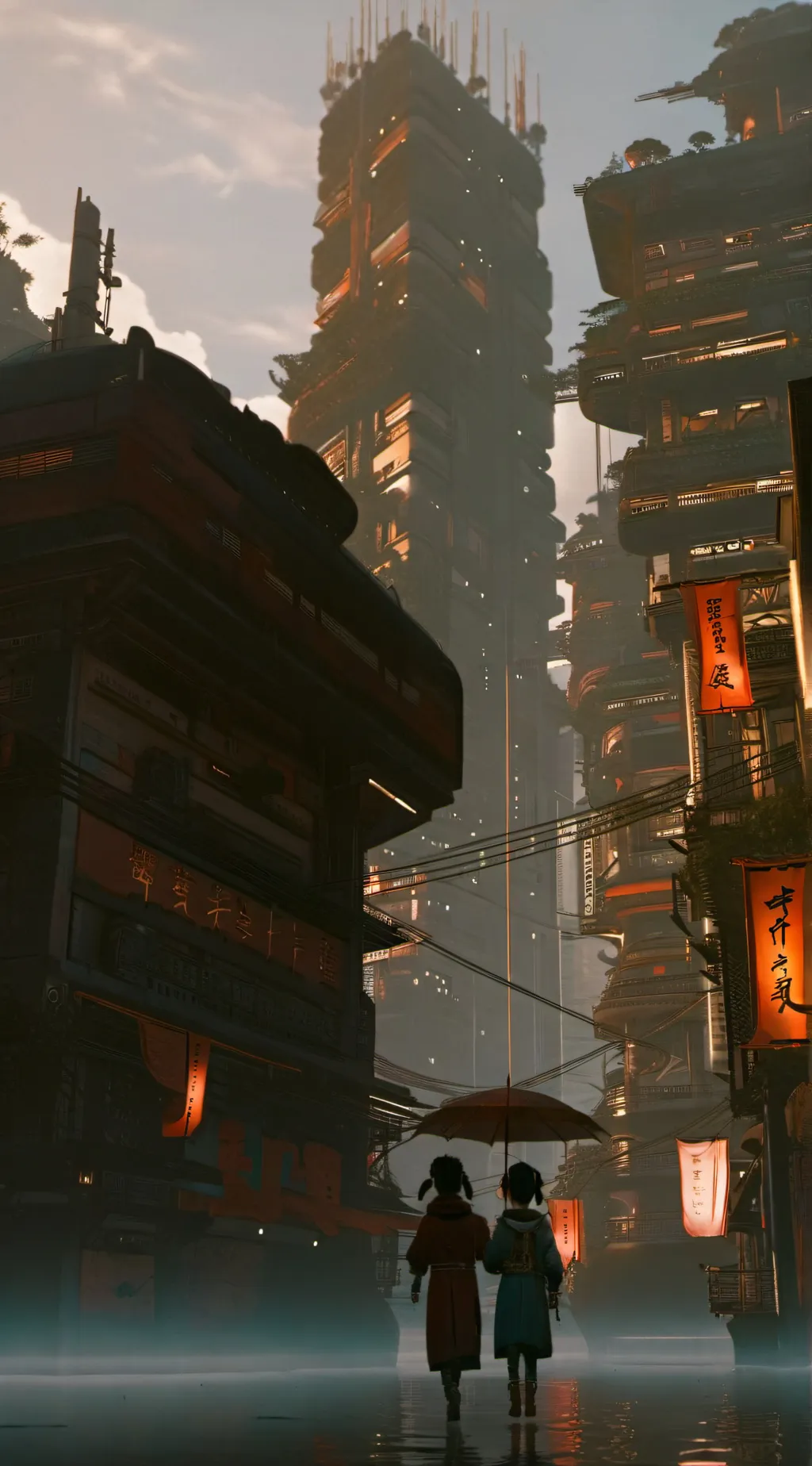 ai character: cyberpunk city  background