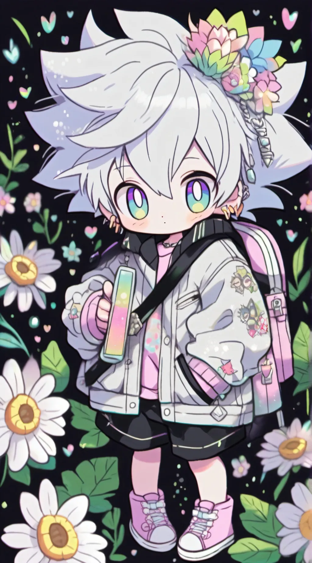 ai character: Baby silver  background