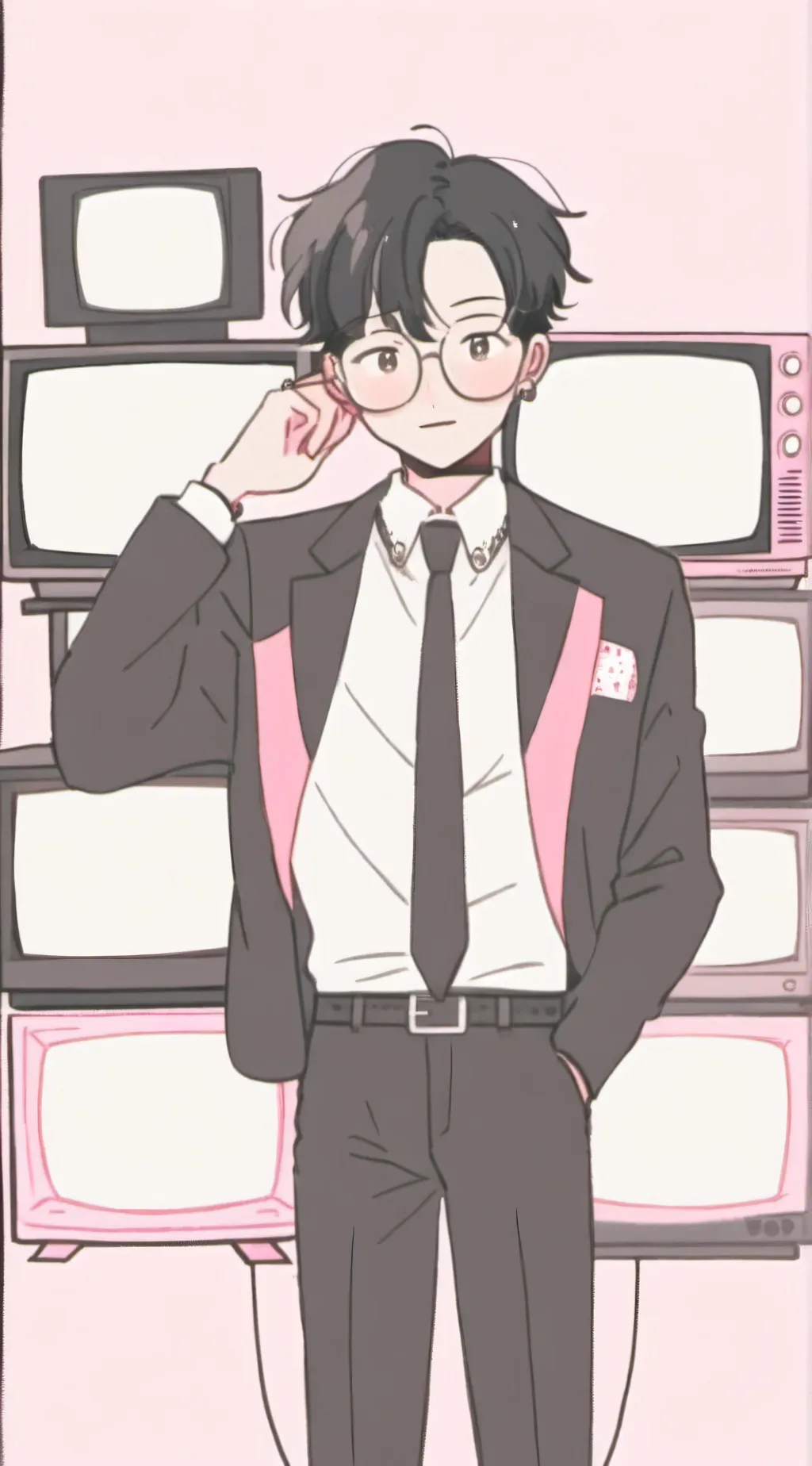 ai character: Large TV man background