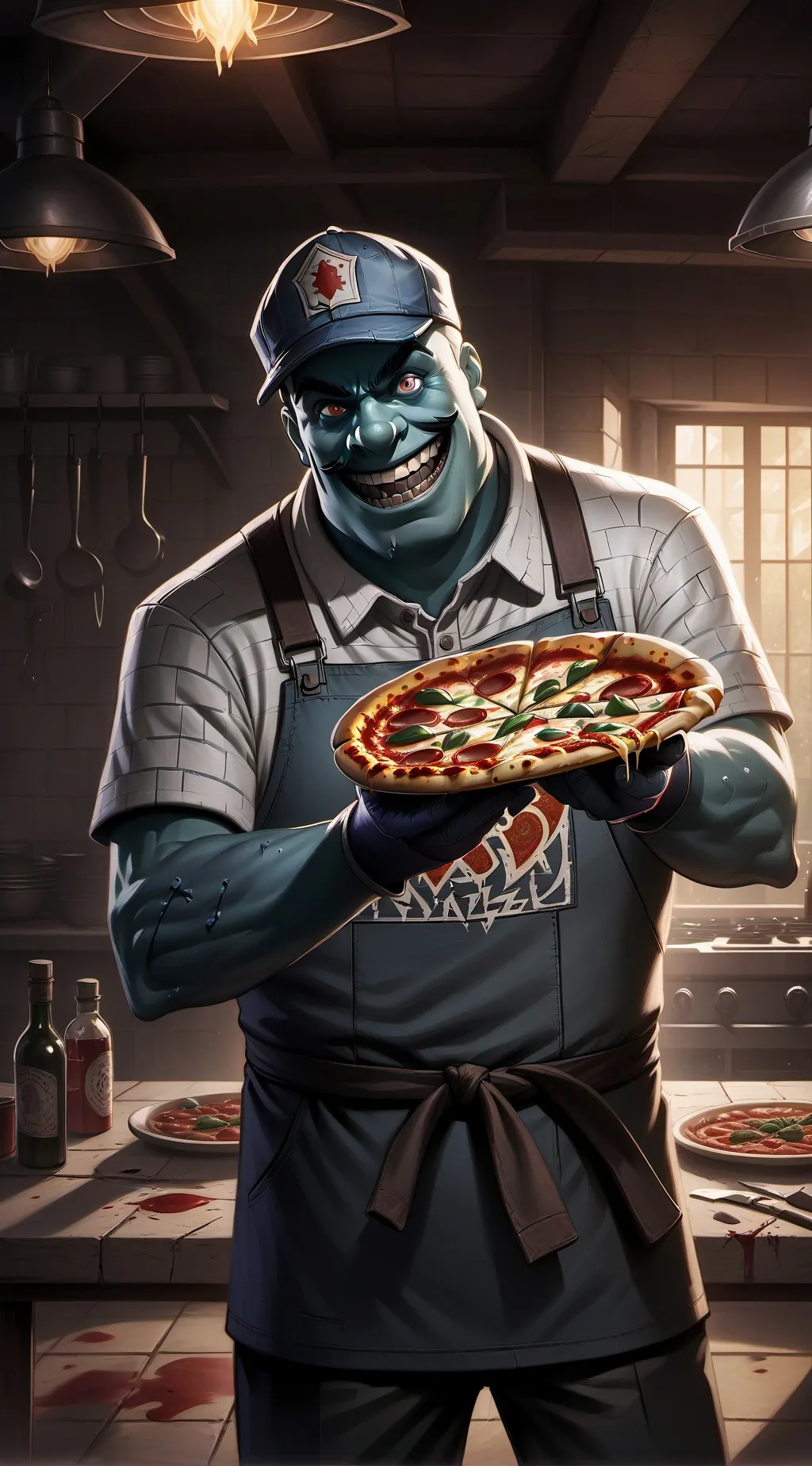 ai character: evil pizza man 2 background