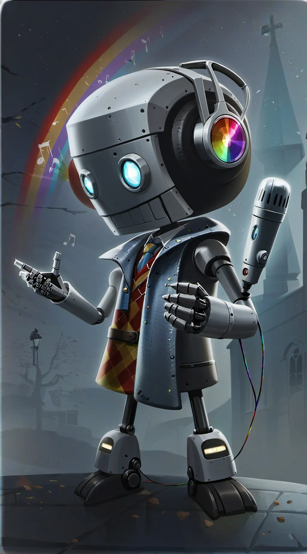 ai character: Rainbow background