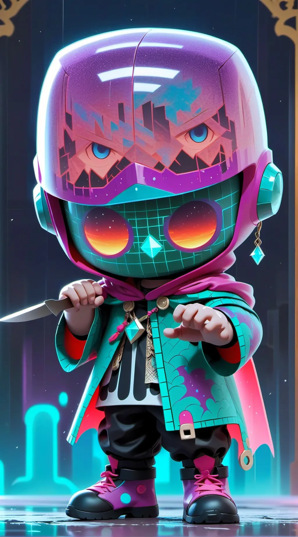 ai character: smiling citrus background