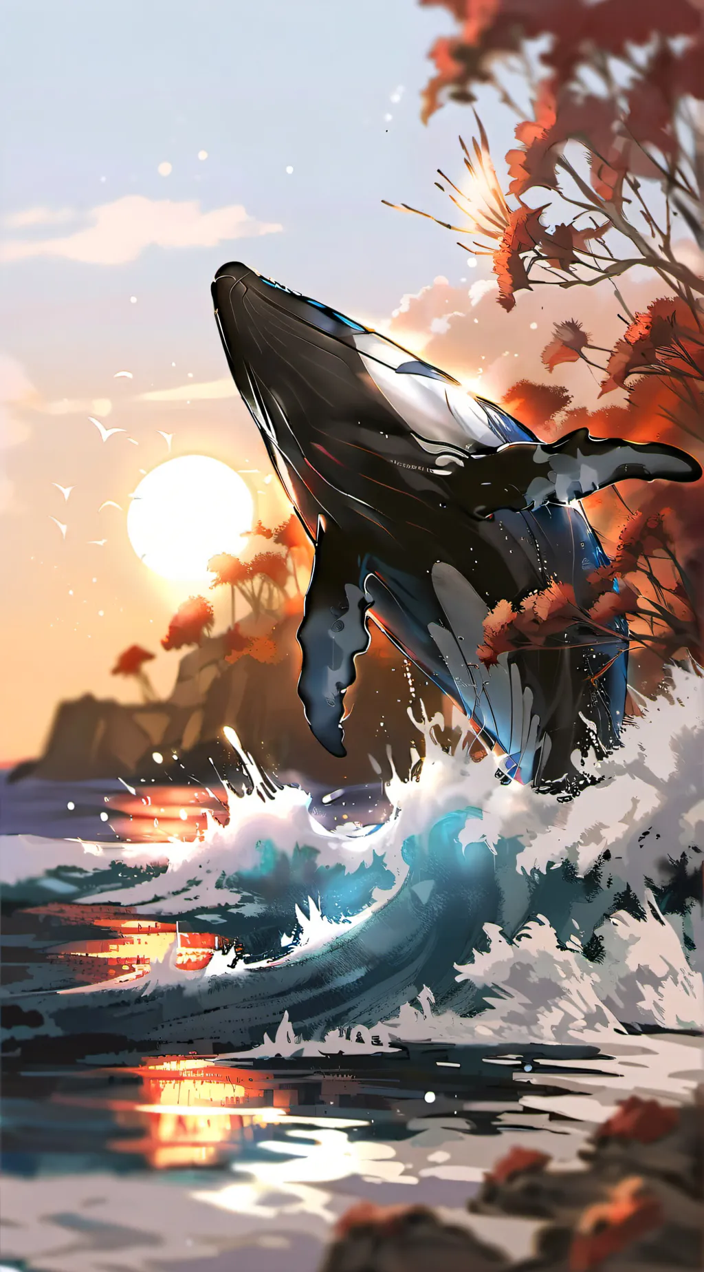 ai character: peaceful beach day background