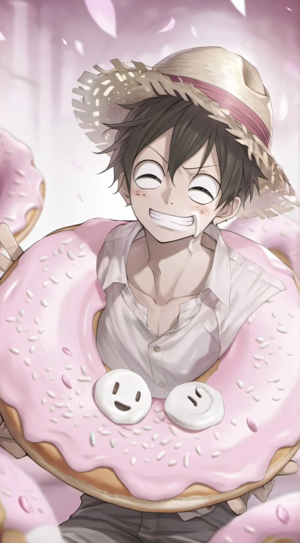 ai character: Donut lover luffy background