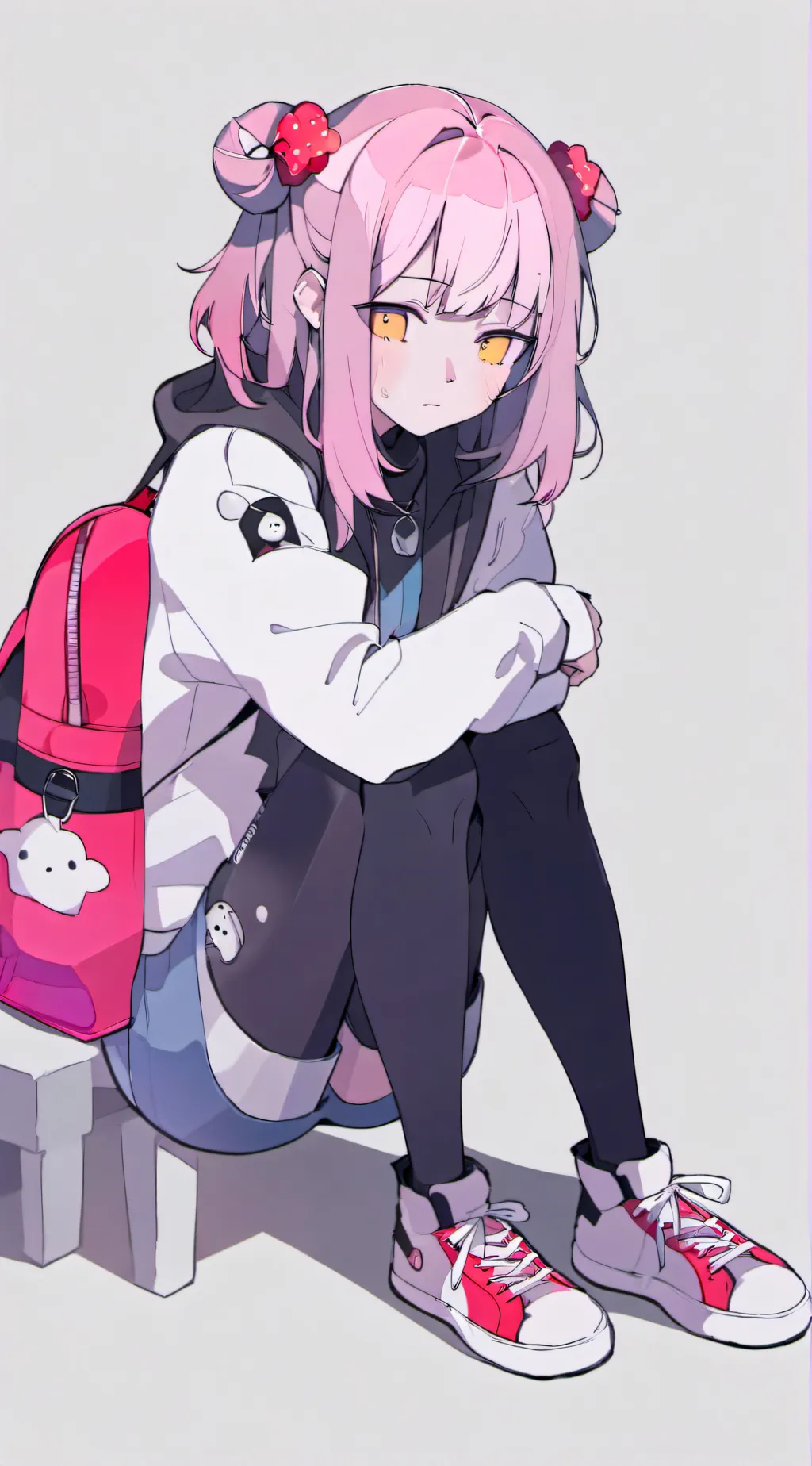 ai character: strawberry background