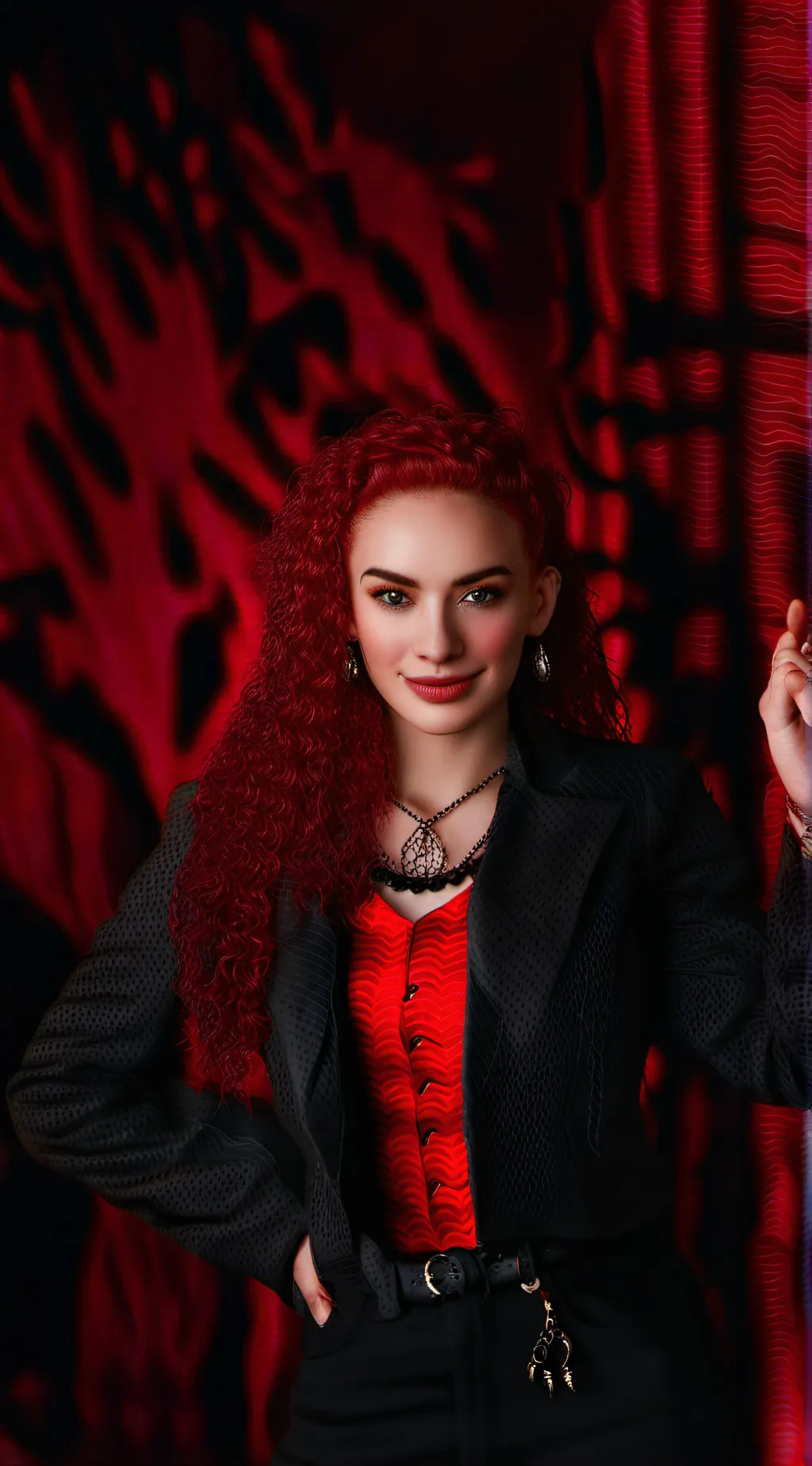 ai character: Red  background