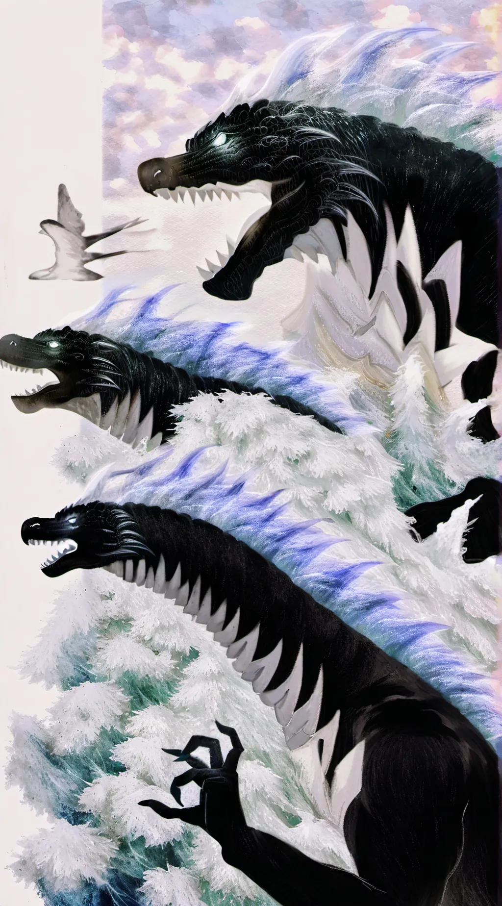 ai character: Female Godzilla  background