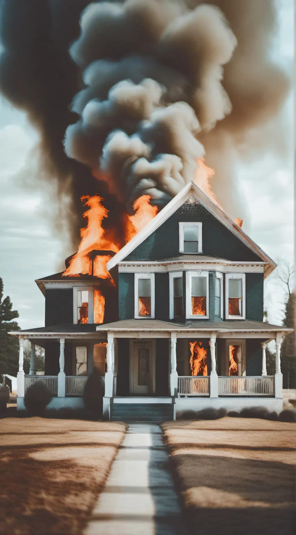 ai character: House on fire! background
