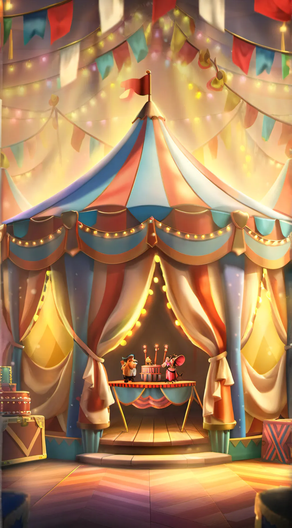 ai character: digital circus background