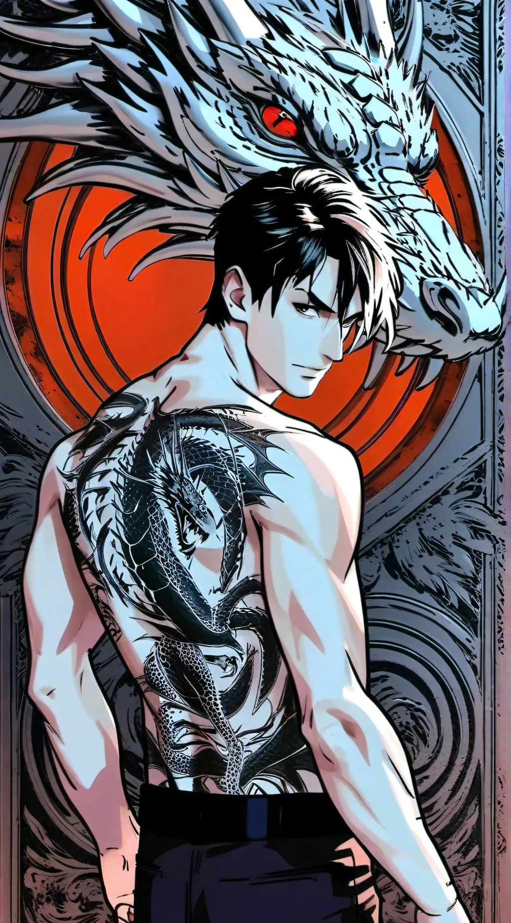 ai character: Dragon Tattoo Boy  background