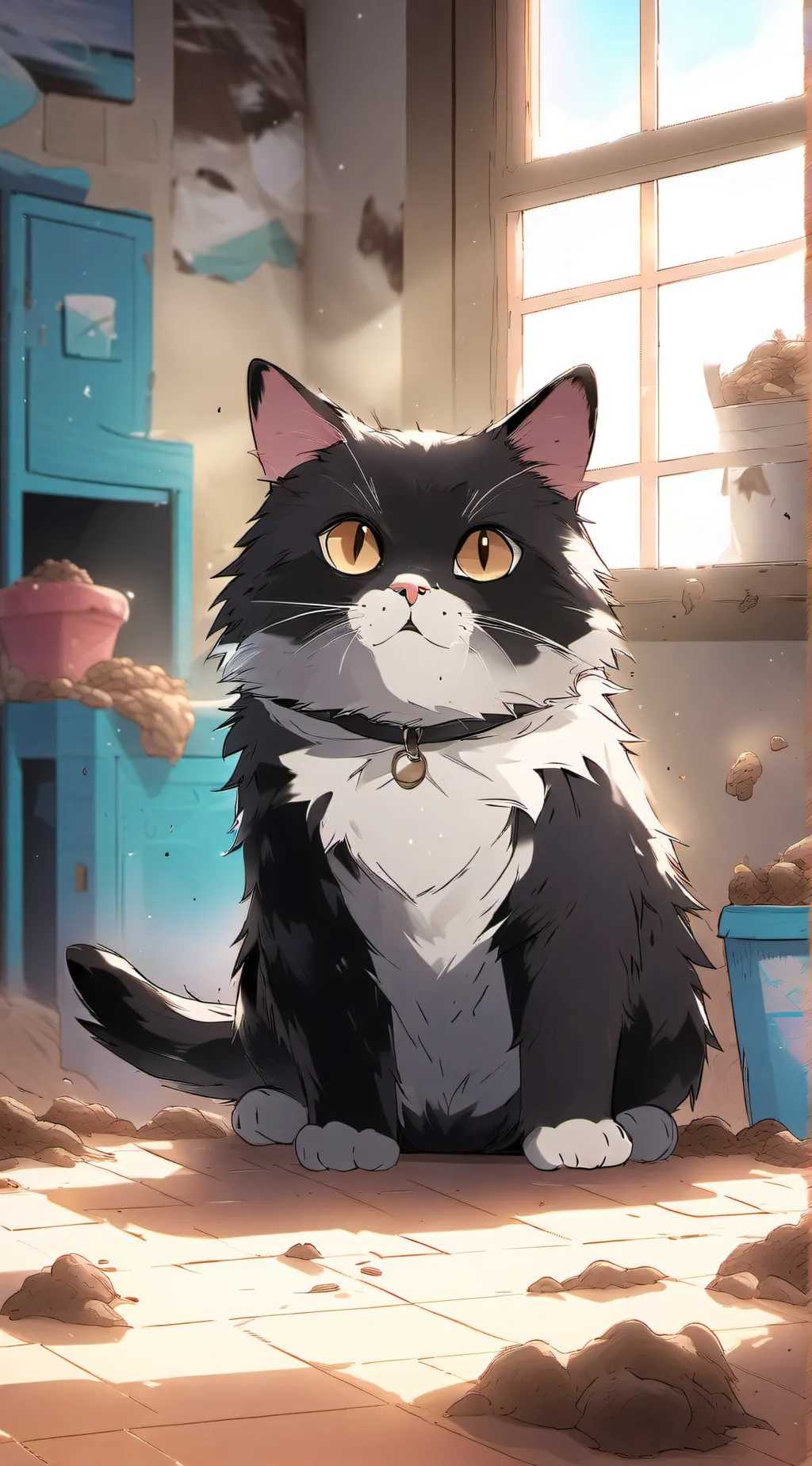 ai character: stinky cat  background