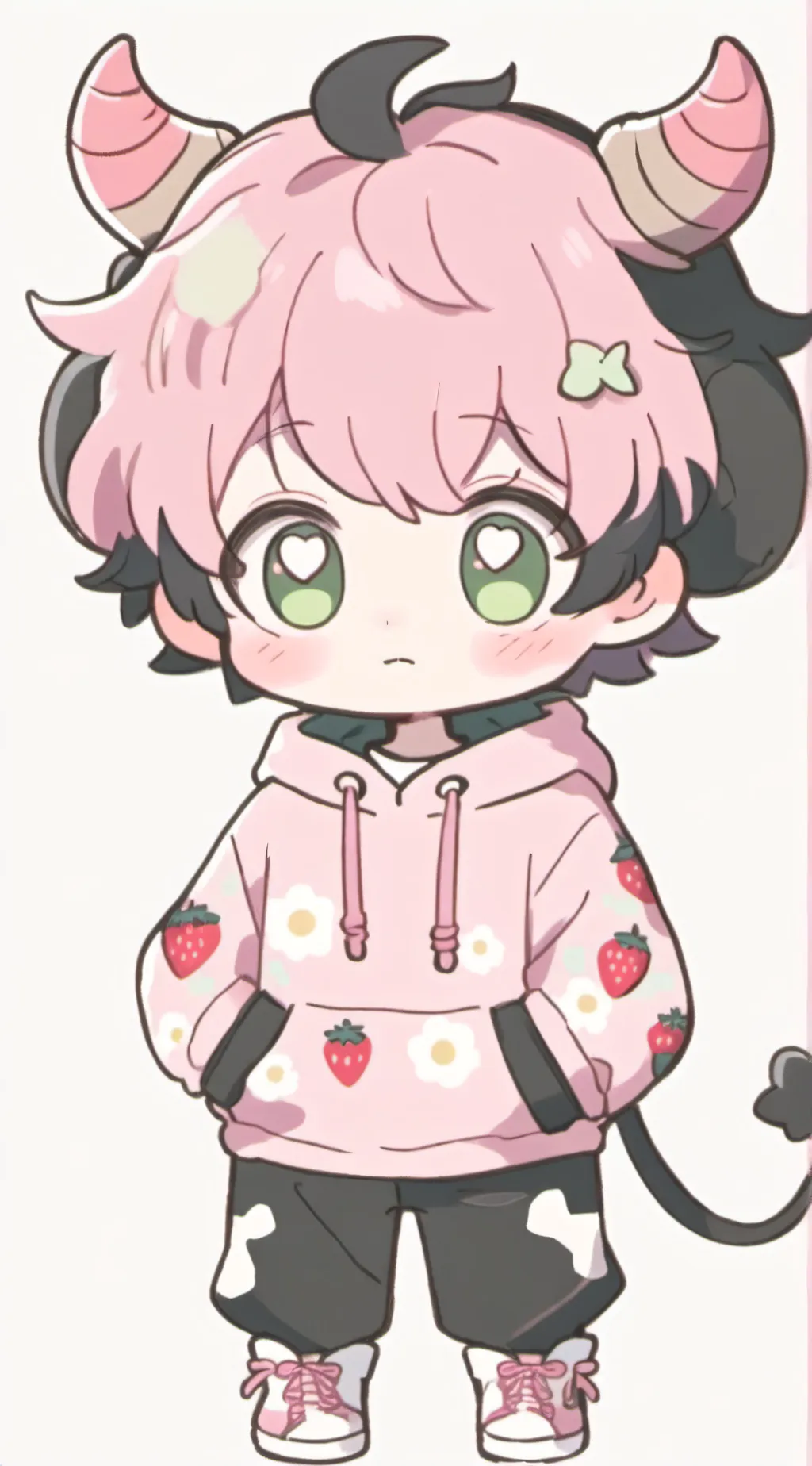 ai character: strawberry boy🍓🐄 background