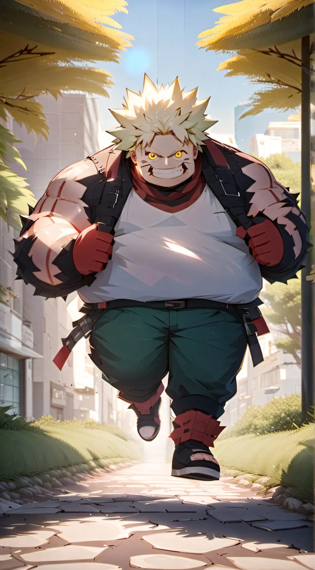 ai character: fat bakugo  background